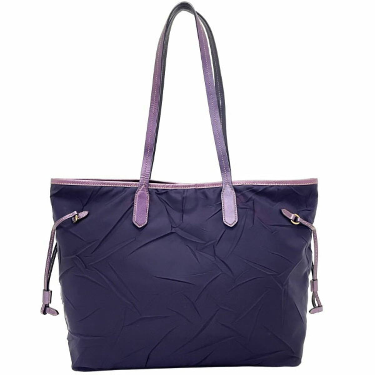 Prada Saffiano Purple Nylon Leather Handbag Shoulder Bag Tote Bag (Pre-Owned)