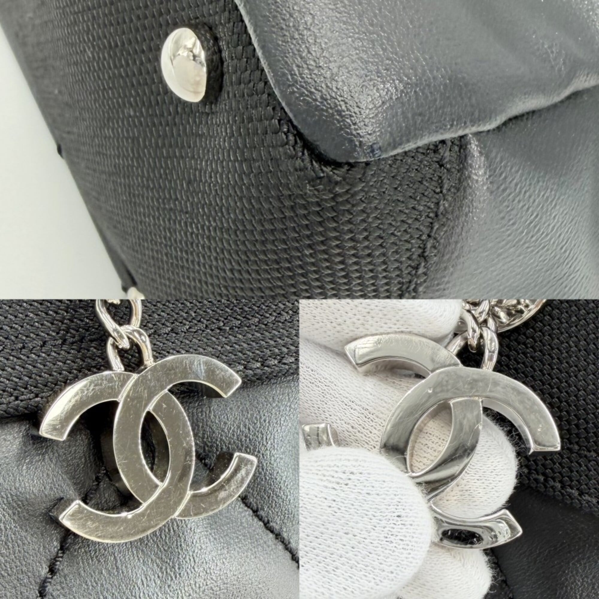 Chanel Black Pvc Coated Canvas Leather Handbag Tote Bag (Pre-Owned)