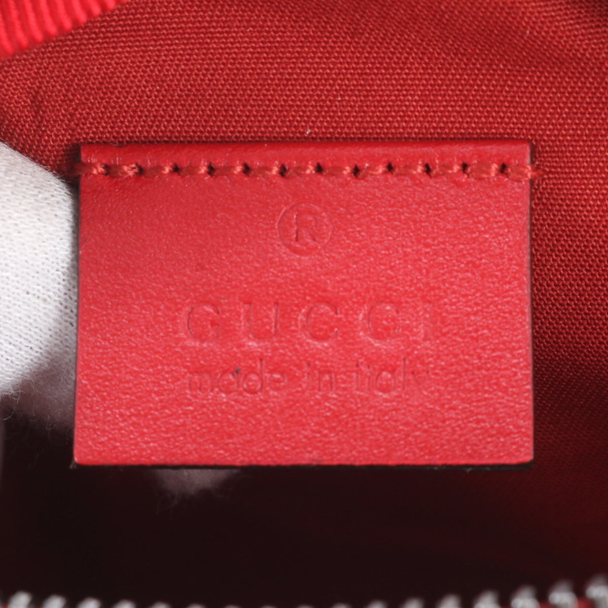 Gucci Red Color Leather Canvas Pouch Shoulder Bag Sling Bag (Pre-Owned)