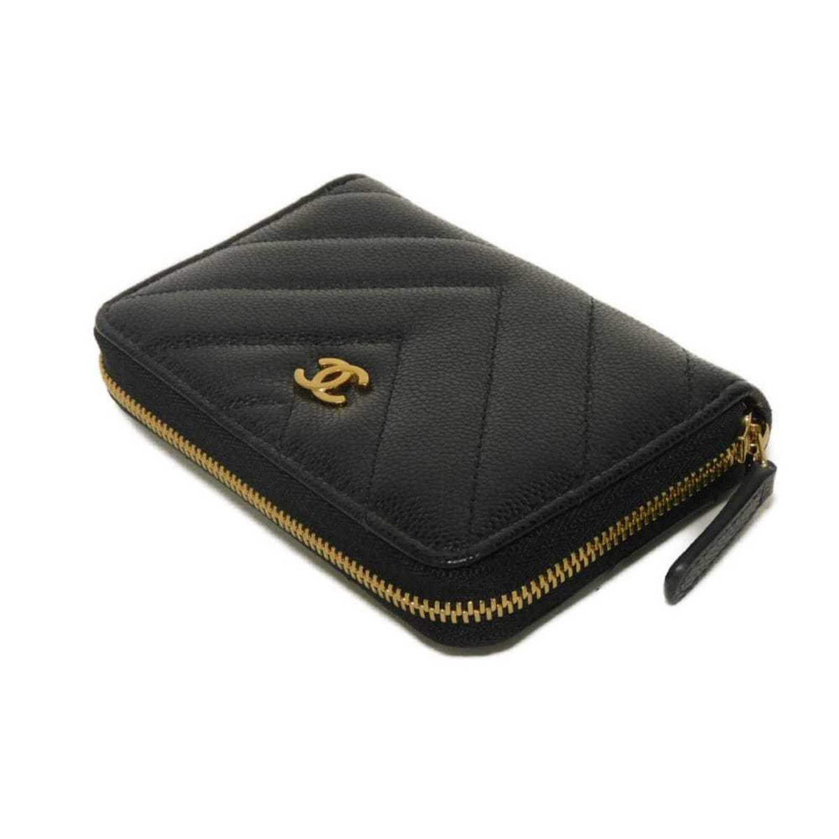 Chanel Black Leather Coin Purse/Coin Case (Pre-Owned)