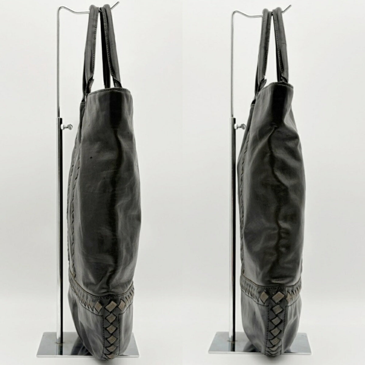 Bottega Veneta Black Leather Metal Mesh Tote Bag (Pre-Owned)
