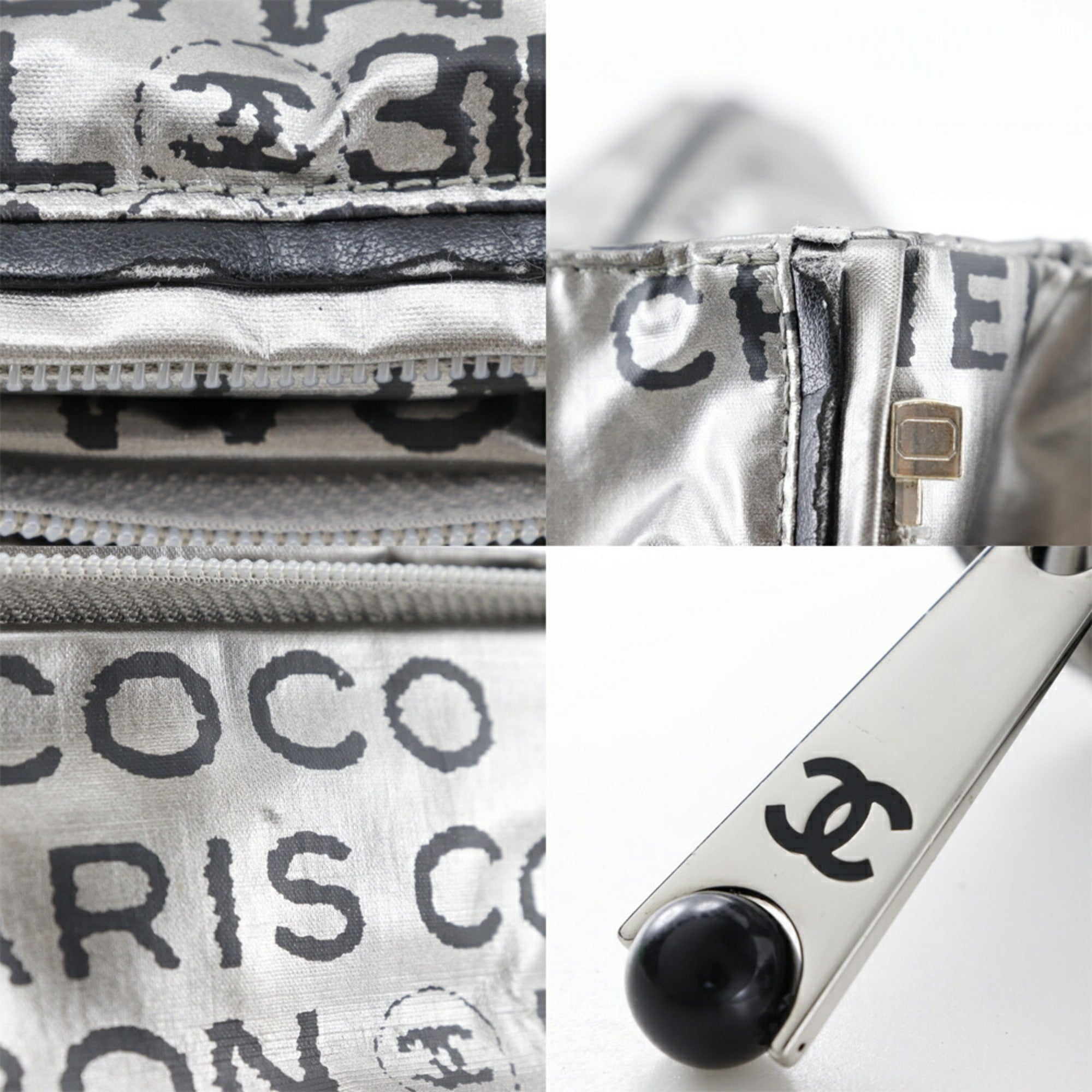 Chanel Silver Nylon Tote Bag (Pre-Owned)