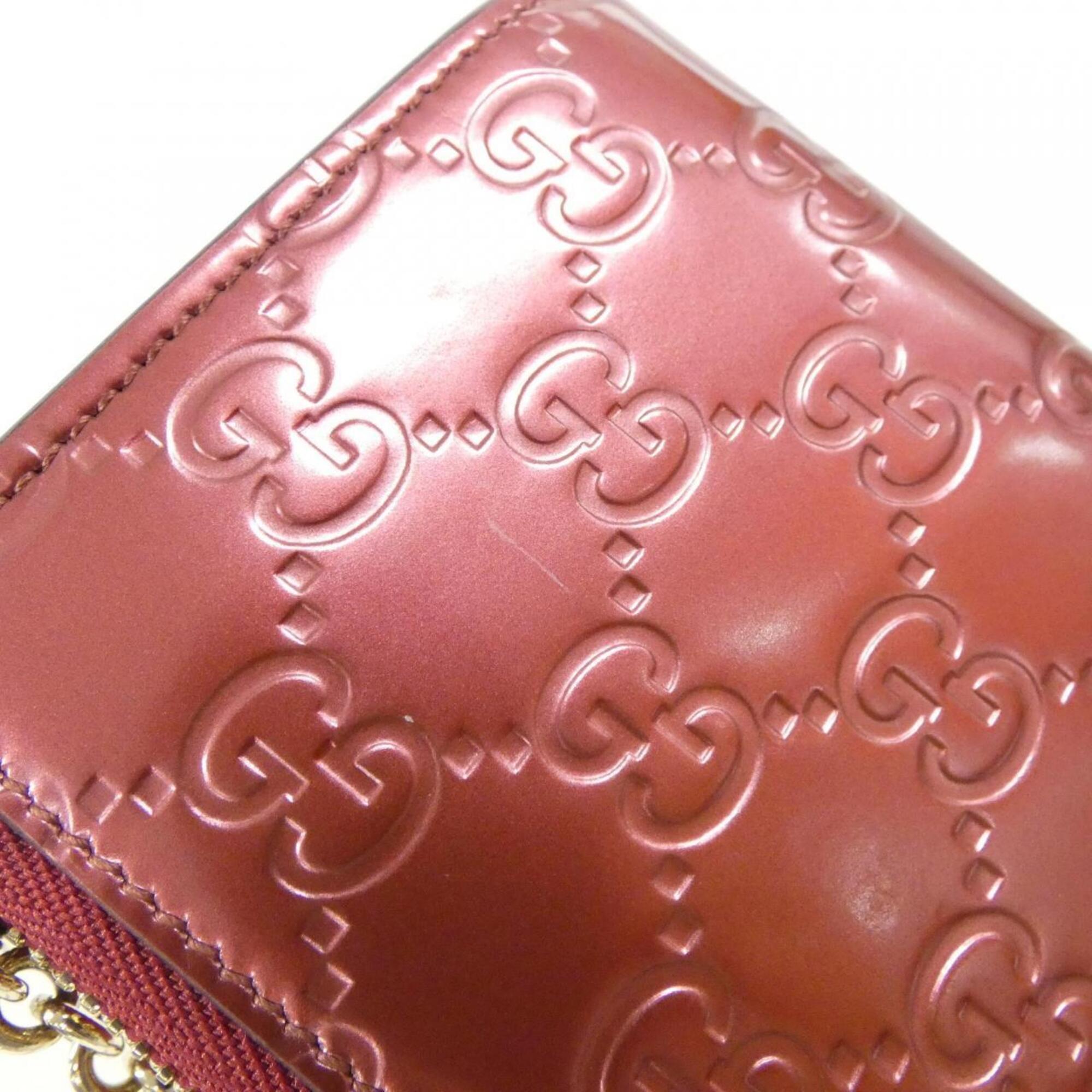 Gucci Red Color Leather Long Wallet (Bi-Fold) (Pre-Owned)