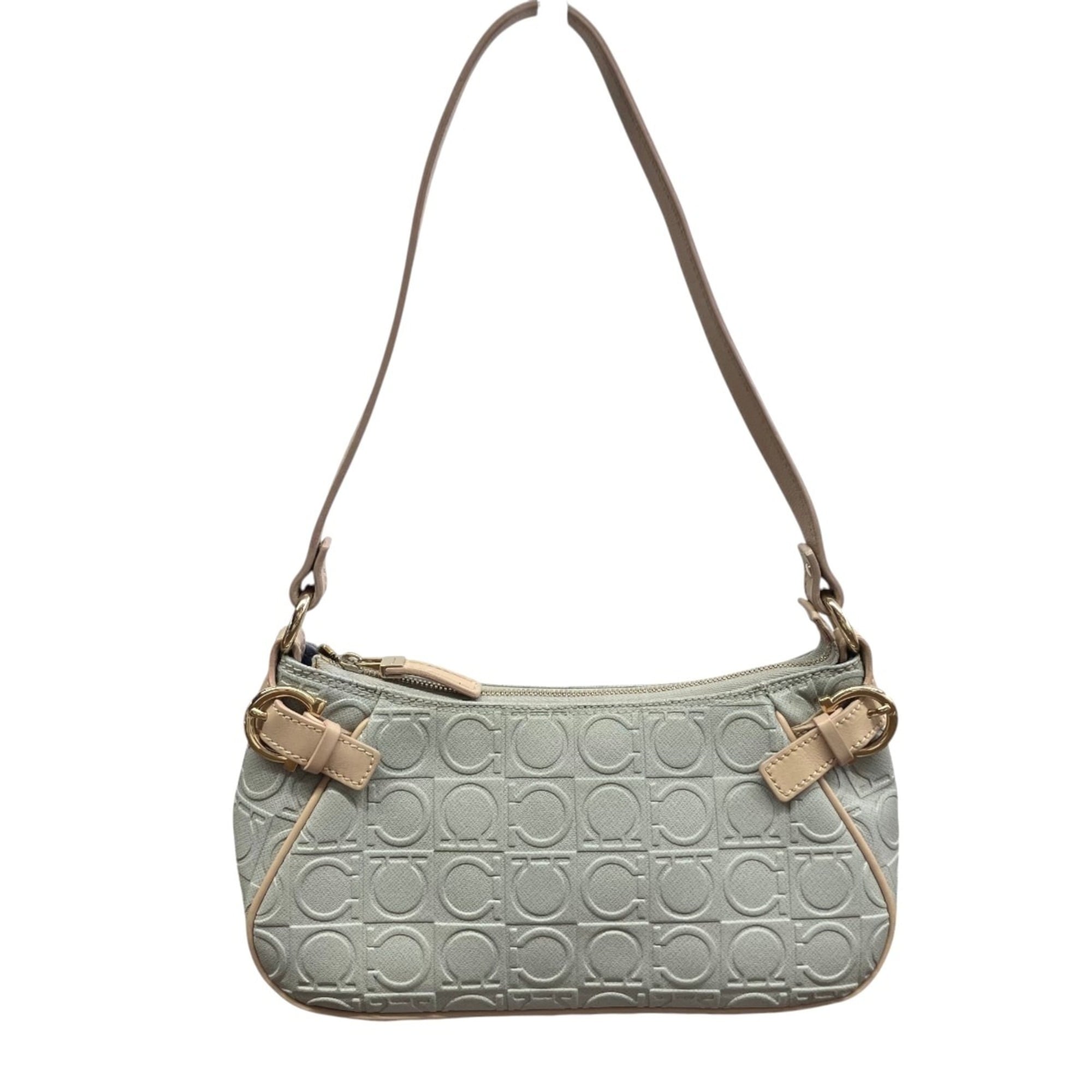 Salvatore Ferragamo Gray Leather Pvc Shoulder Bag (Pre-Owned)