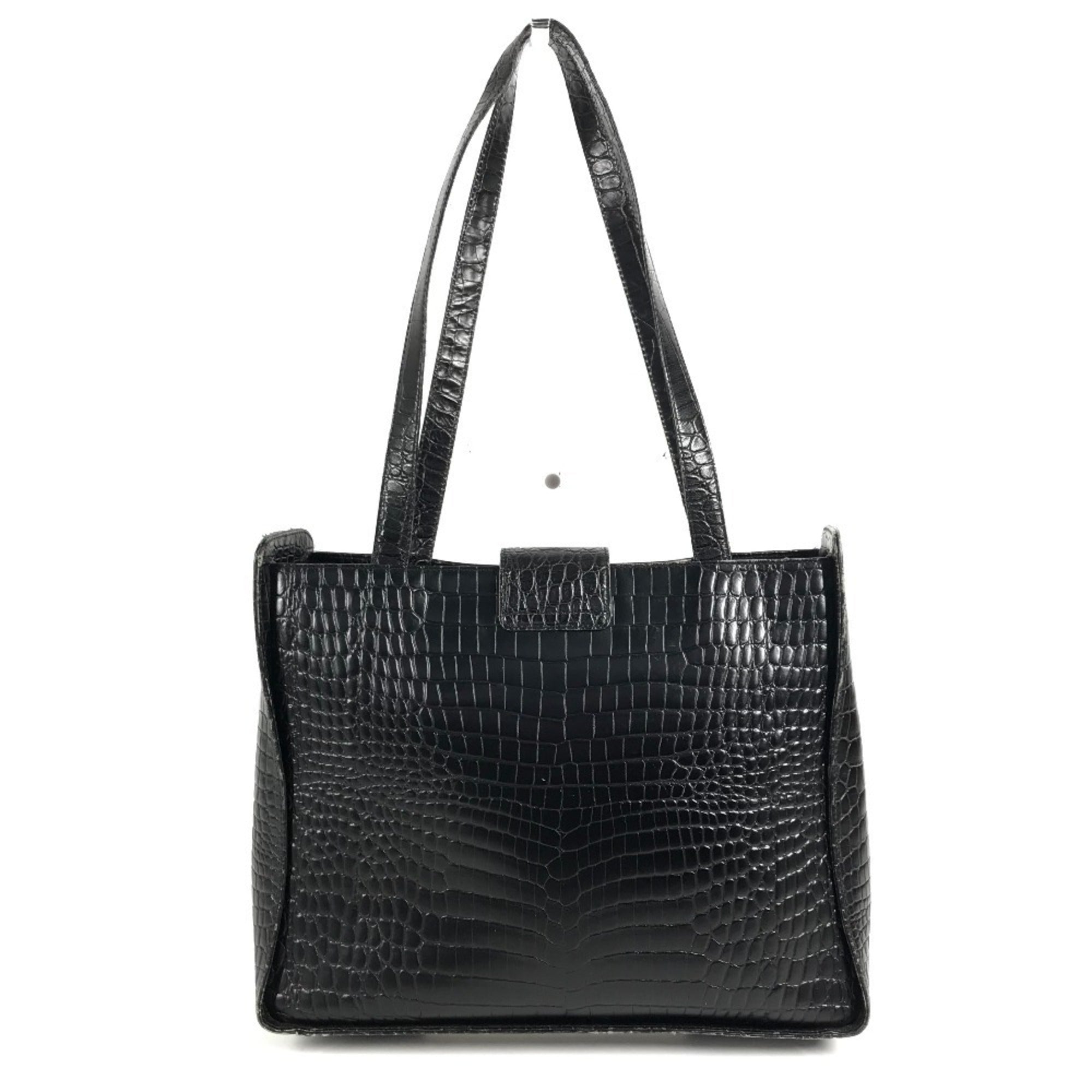 Salvatore Ferragamo Black Gold Leather Shoulder Bag Tote Bag (Pre-Owned)