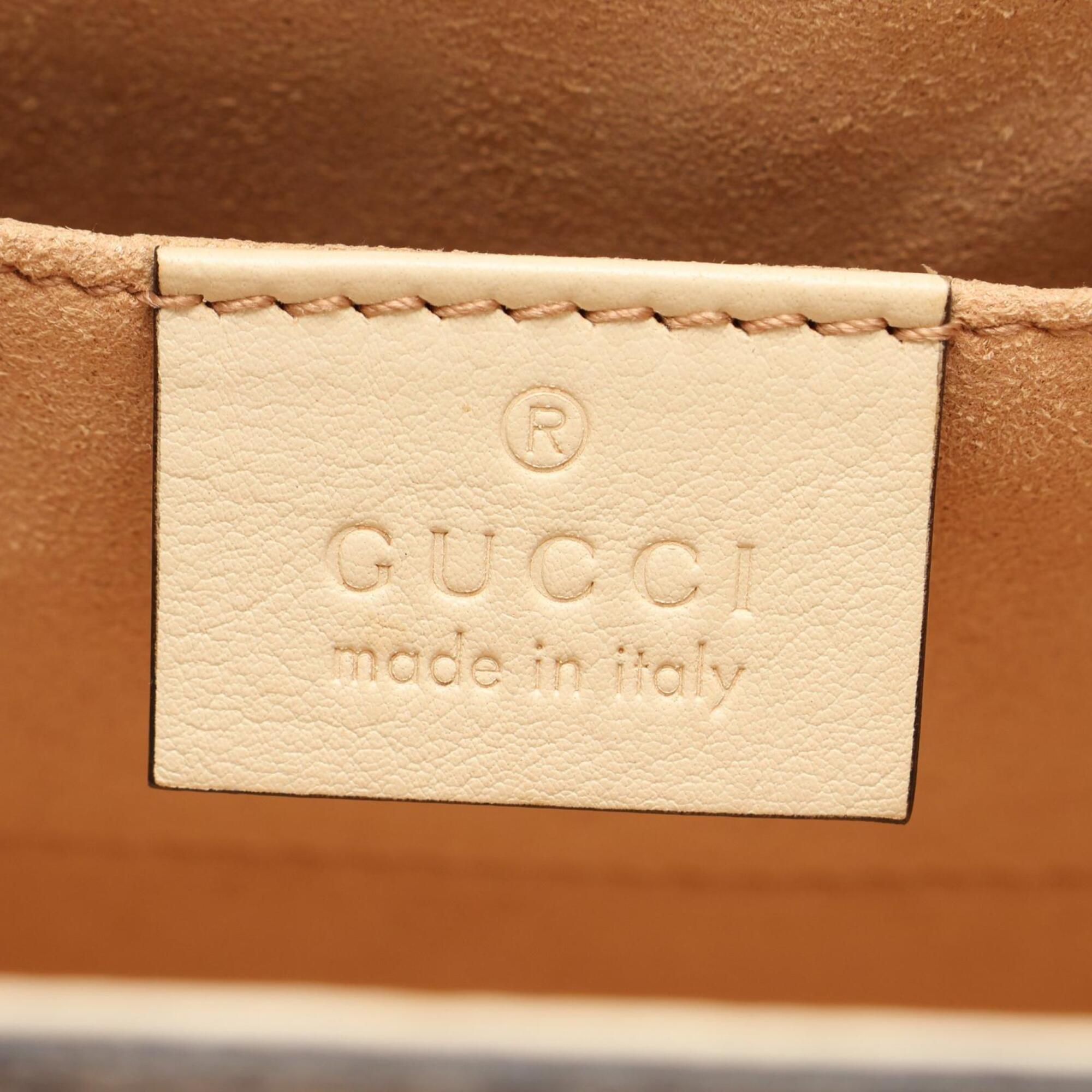 Gucci Beige Brown Ivory Pvc Leather Handbag Shoulder Bag (Pre-Owned)