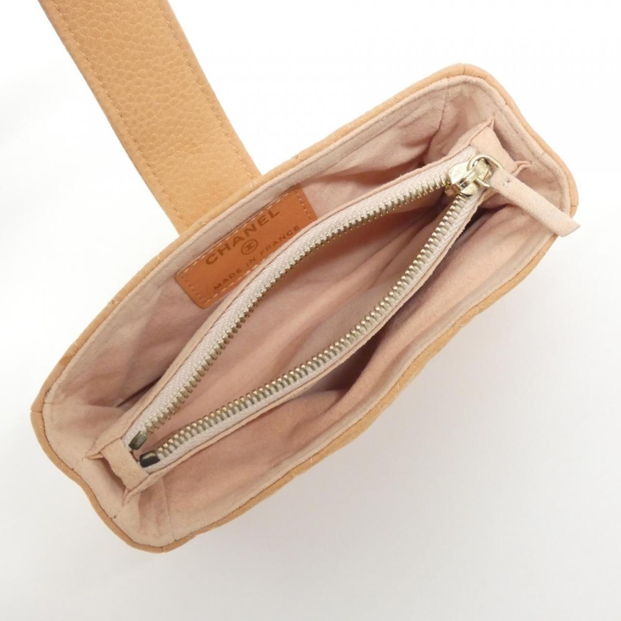 Chanel Orange Grained Calfskin Handbag Pouch (Pre-Owned)