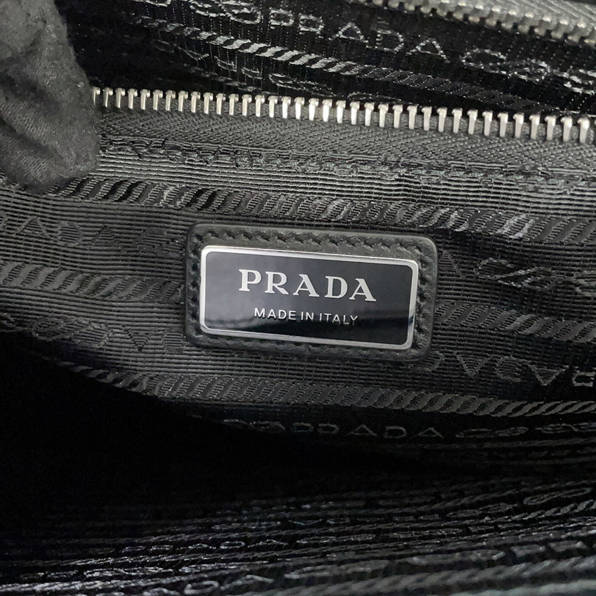 Prada Silver Canvas Leather Handbag Shopping Bag Tote Bag (Pre-Owned)
