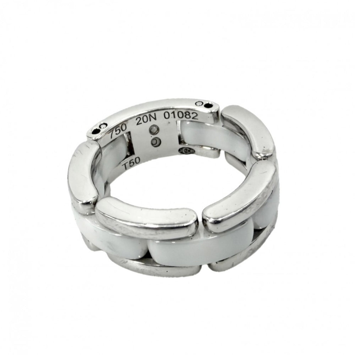 Chanel Silver White White Gold (18K) Ceramic Band Ring (Pre-Owned)