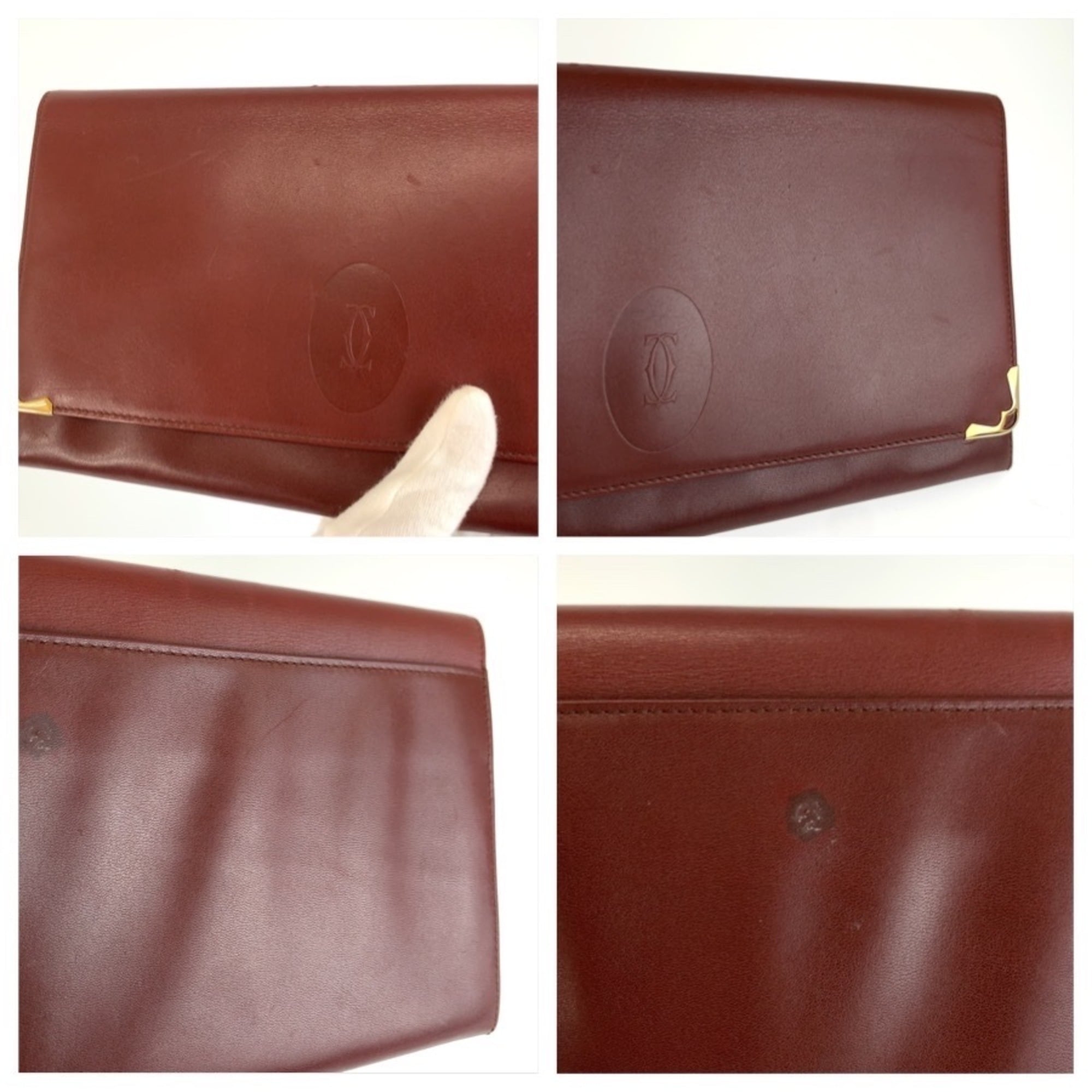 Cartier Wine Red Leather Clutch Bag (Pre-Owned)