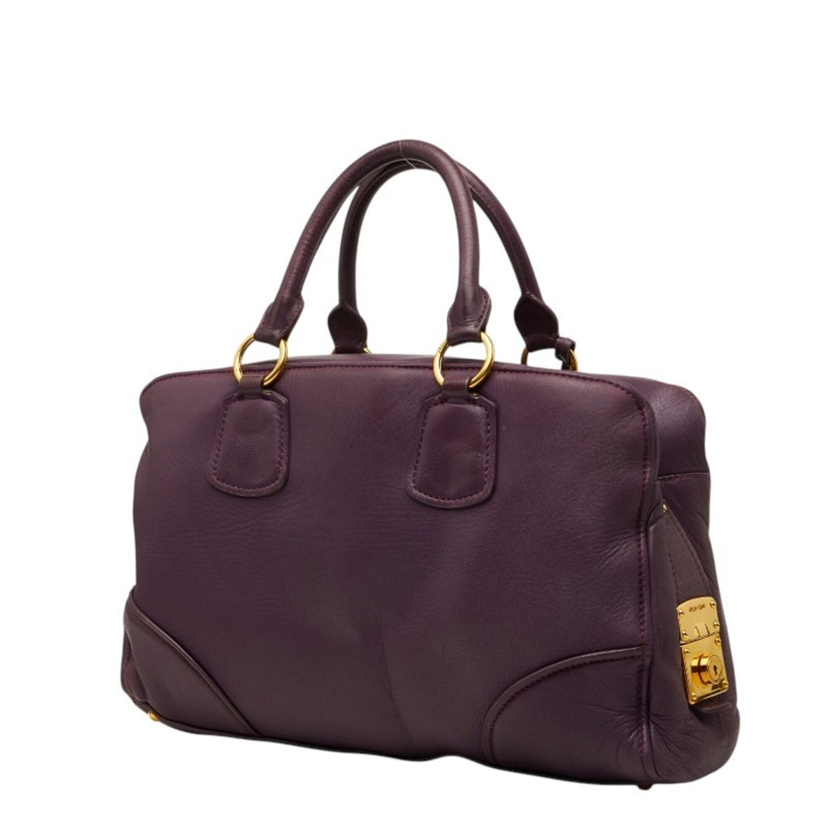 Miu Miu Purple Leather Boston Bag Handbag (Pre-Owned)