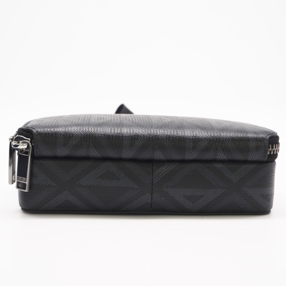 Christian Dior Black Gray Coated Canvas Leather Shoulder Bag (Pre-Owned)
