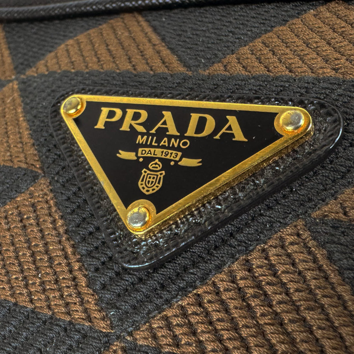 Prada Black Brown Canvas Shoulder Bag (Pre-Owned)