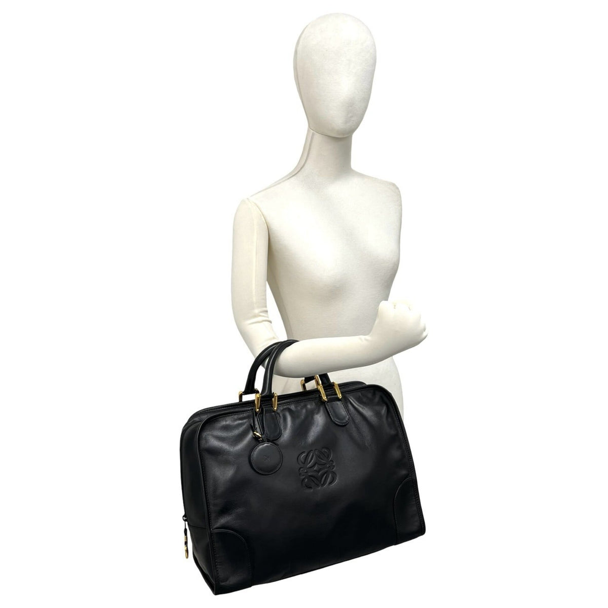 Loewe Black Leather Boston Bag Handbag (Pre-Owned)