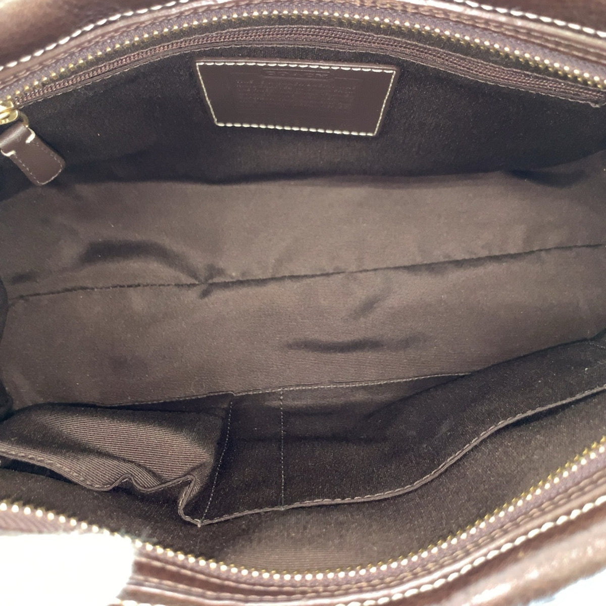 Coach Beige Dark Brown Canvas Leather Handbag Tote Bag (Pre-Owned)