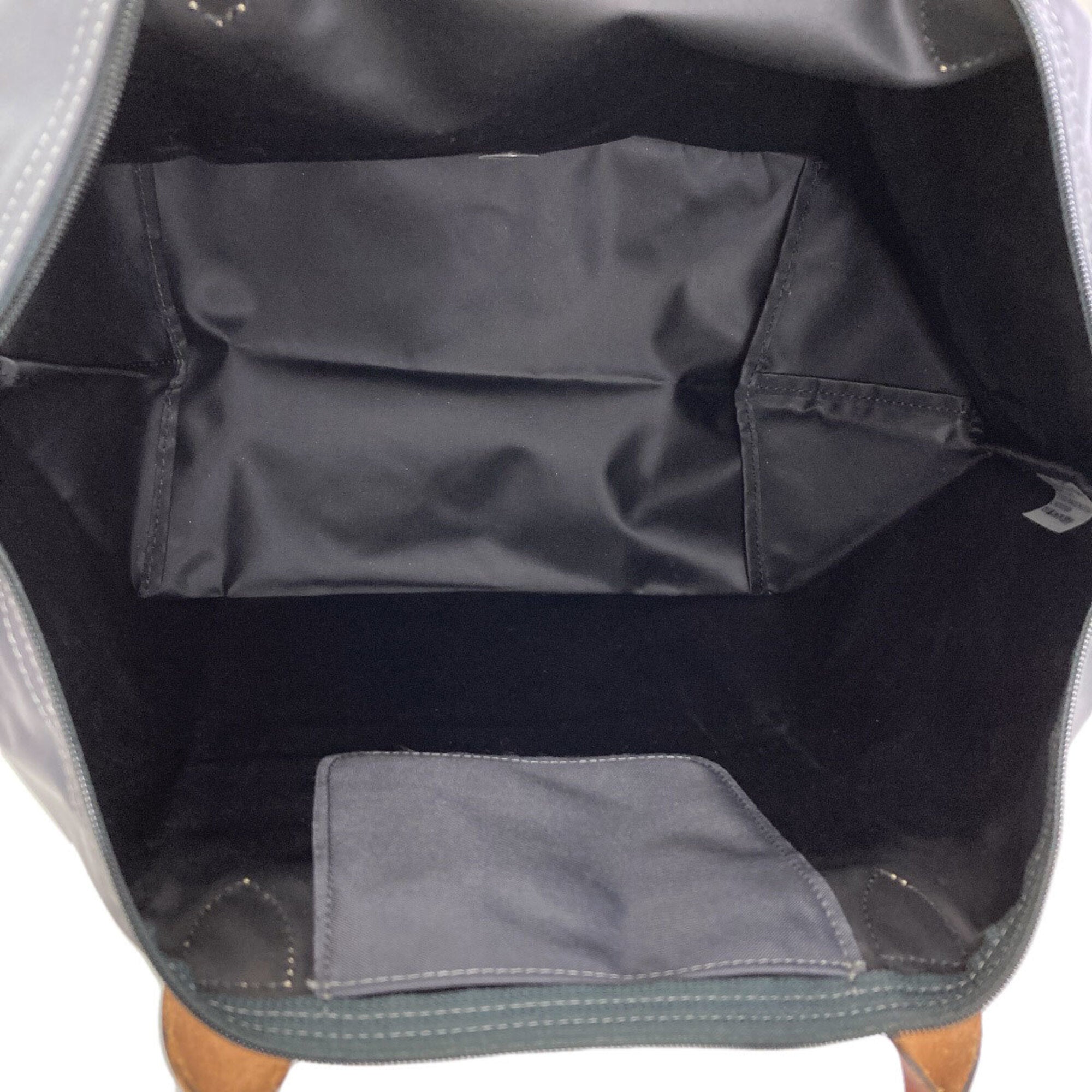 Longchamp Le Pliage Brown Gray Nylon Leather Handbag (Pre-Owned)
