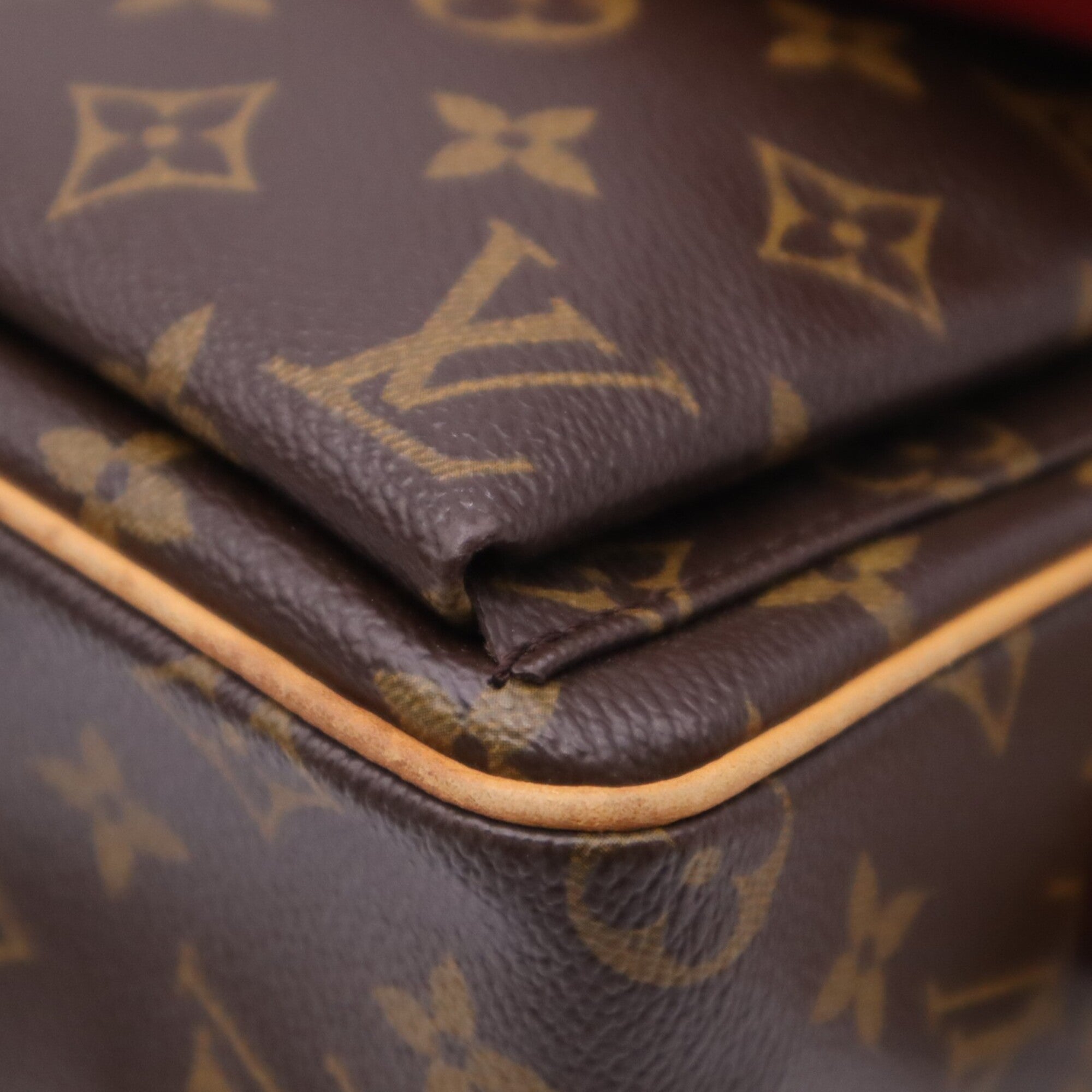 Louis Vuitton Monogram Beige Brown Coated Canvas Leather Handbag (Pre-Owned)