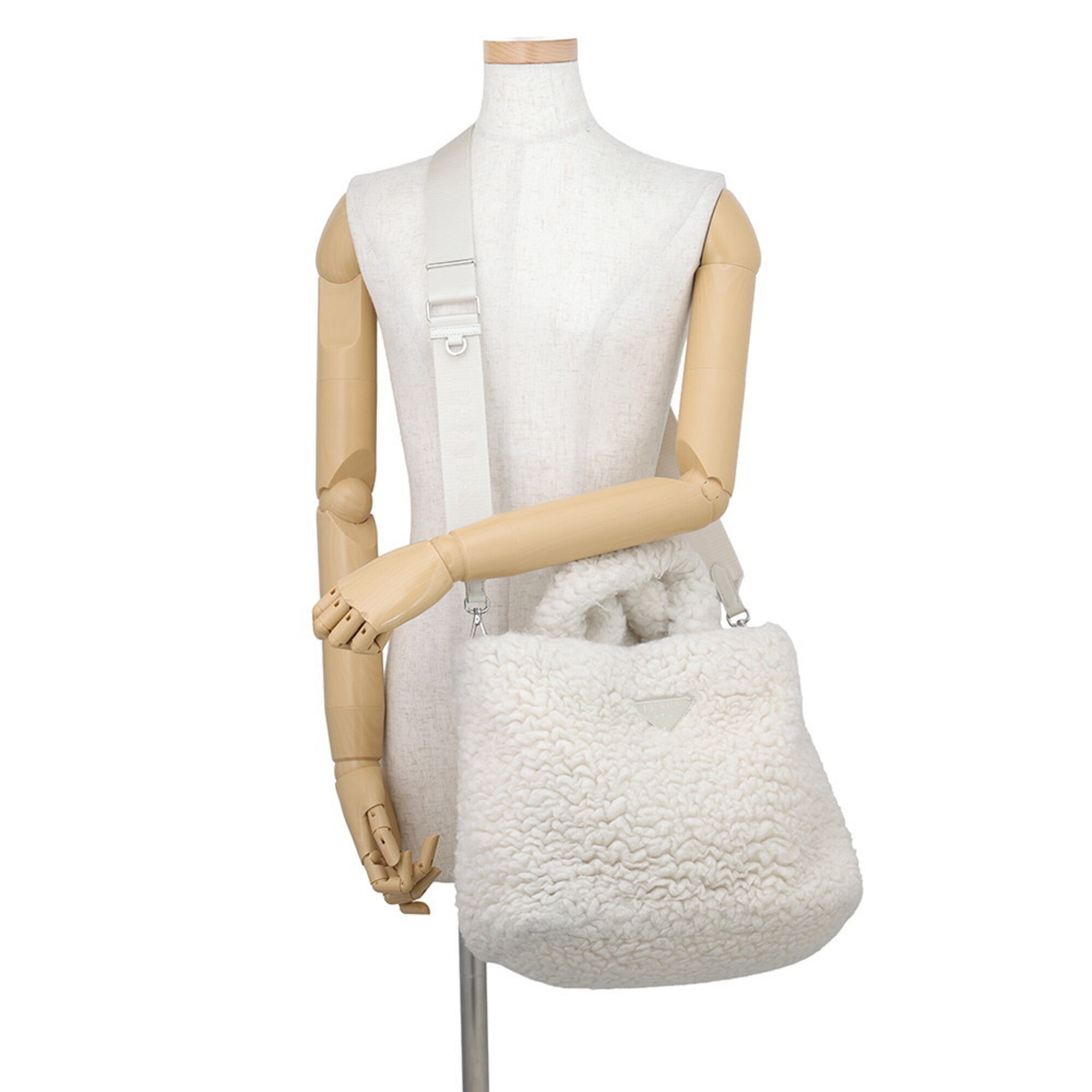 Prada White Cashmere Wool Handbag Tote Bag (Pre-Owned)