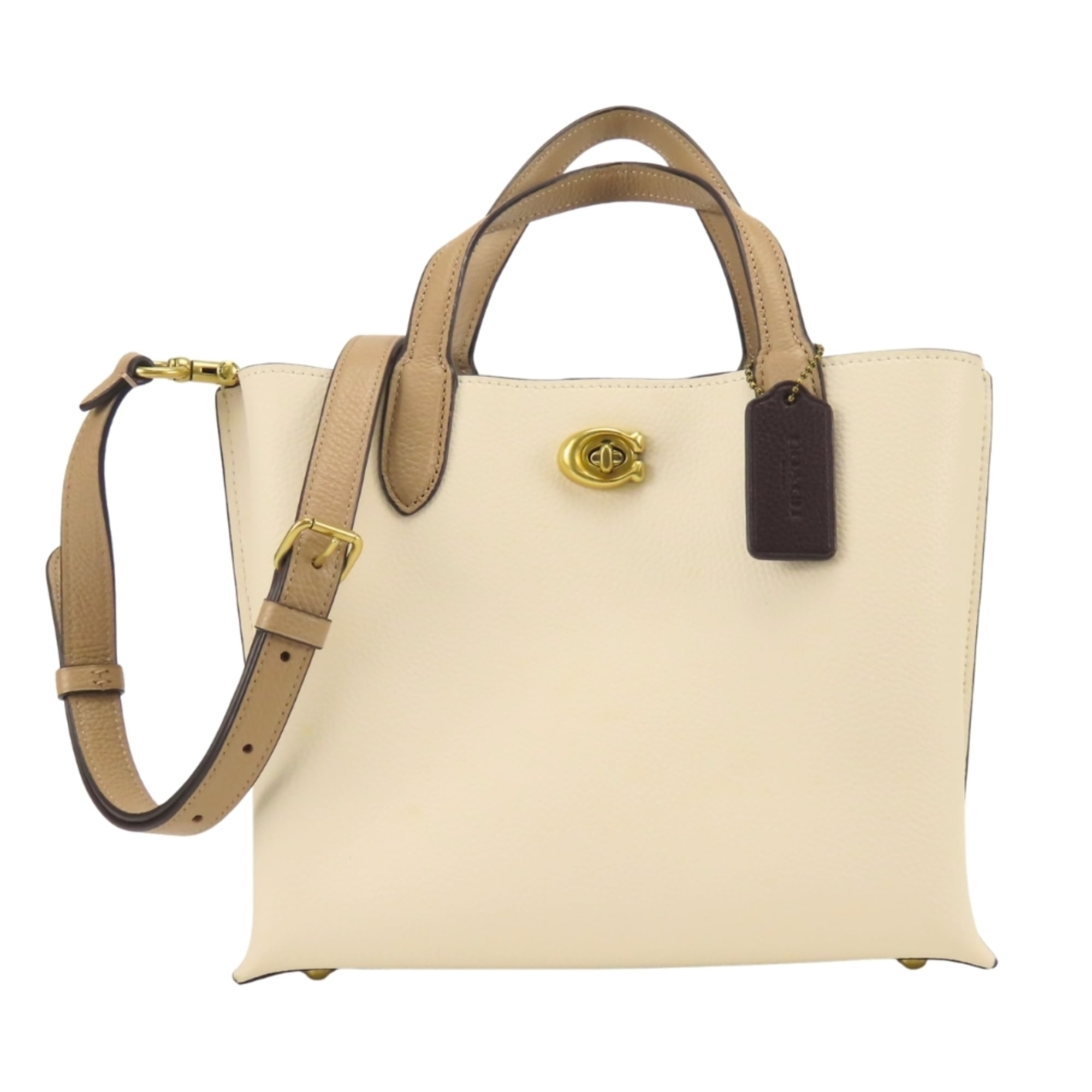Coach Beige Brown Ivory Handbag (Pre-Owned)