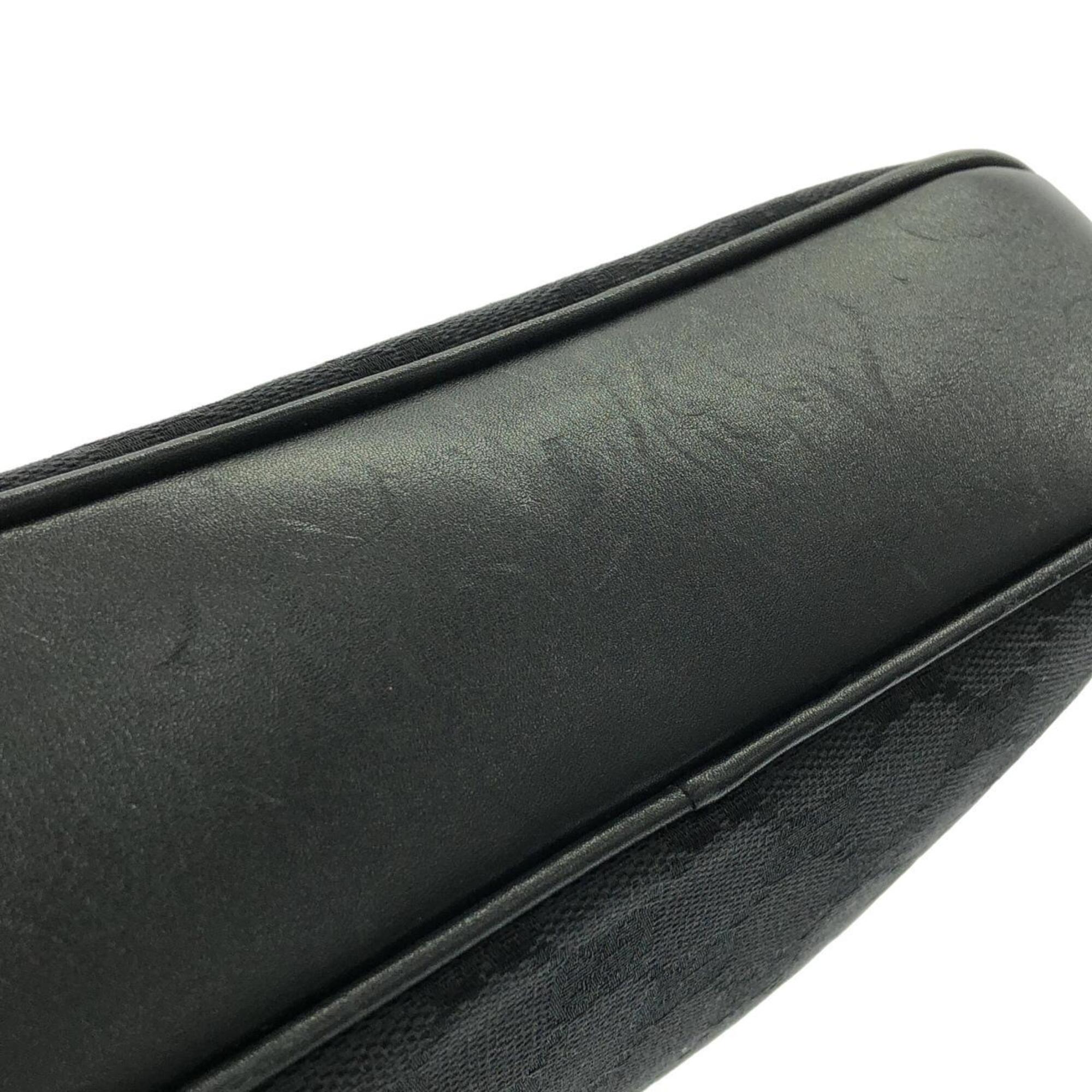 Gucci Gg Canvas Black Gg Canvas Leather Shoulder Bag (Pre-Owned)