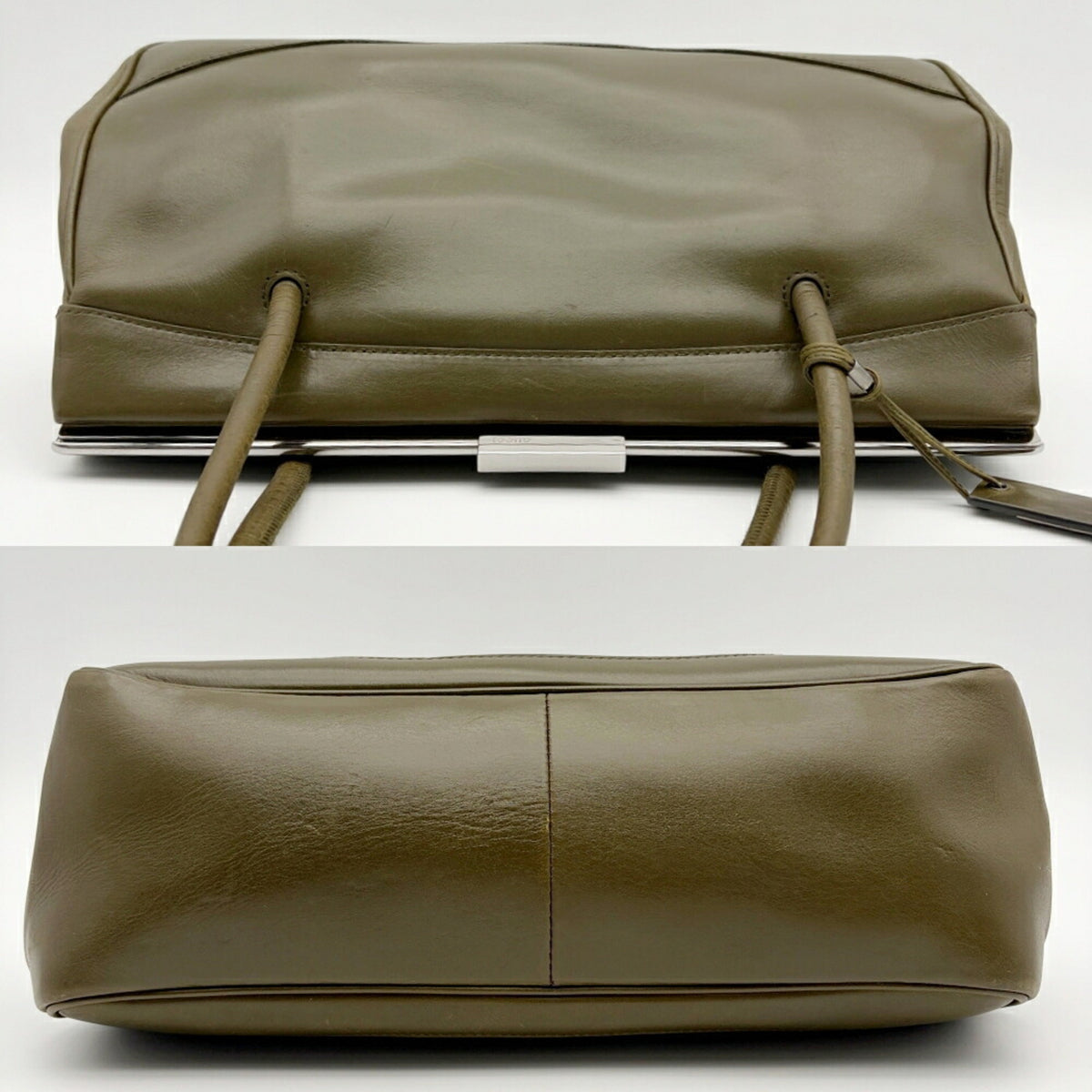 Gucci Green Khaki Olive Leather Handbag (Pre-Owned)