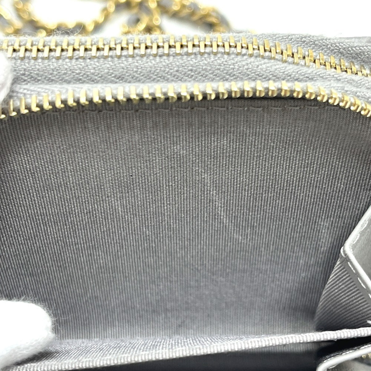 Chanel Gray Grained Calfskin Shoulder Bag (Pre-Owned)