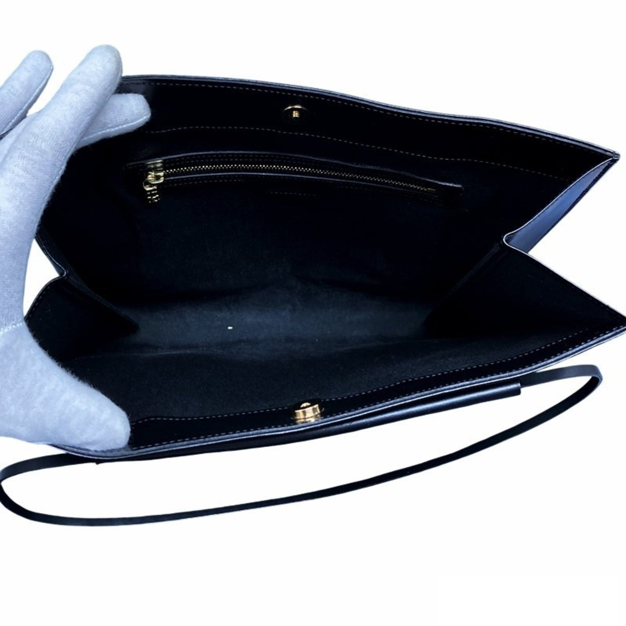 Louis Vuitton Black Noir Leather Shoulder Bag Tote Bag (Pre-Owned)