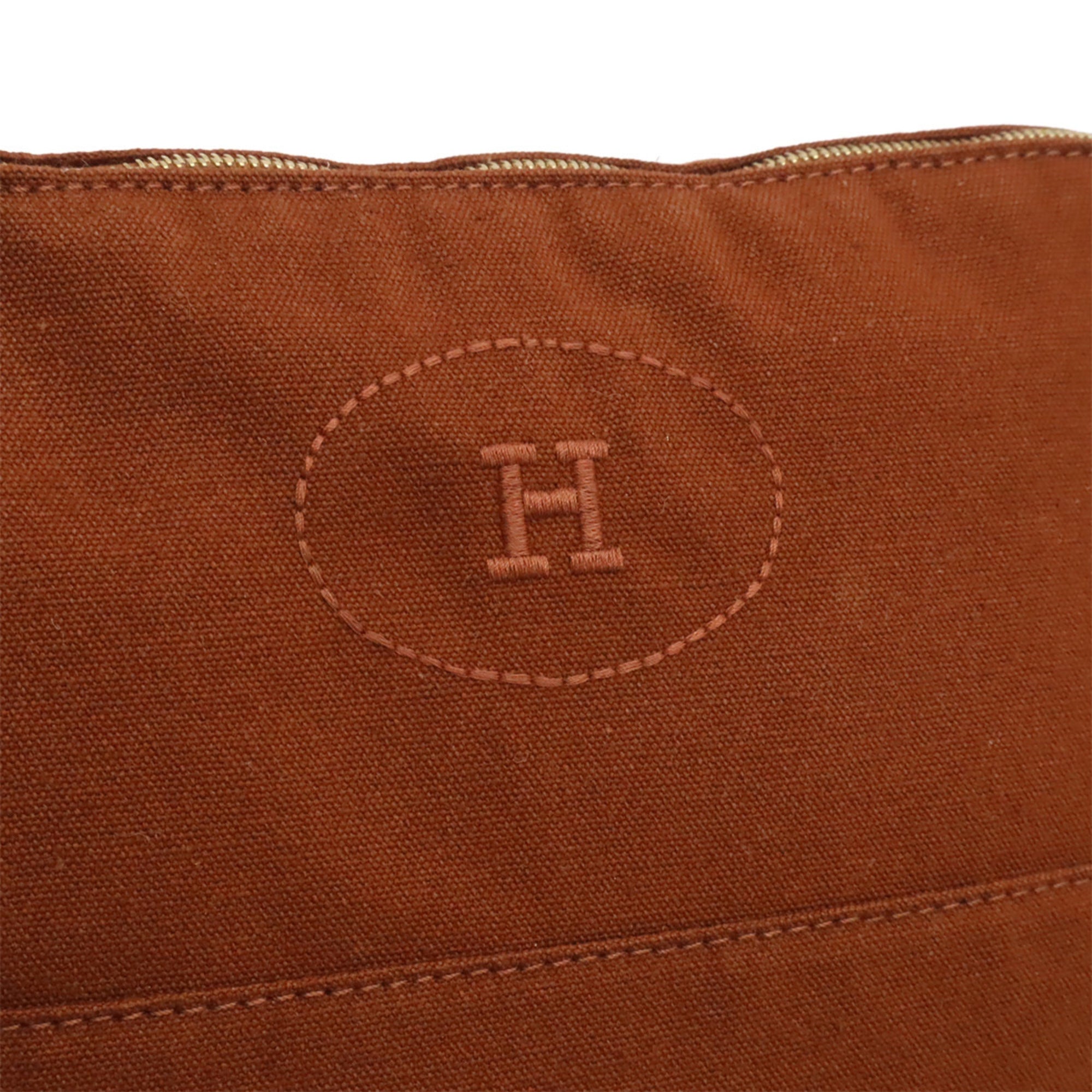 Hermes Brown Canvas Clutch Bag Handbag Pouch (Pre-Owned)