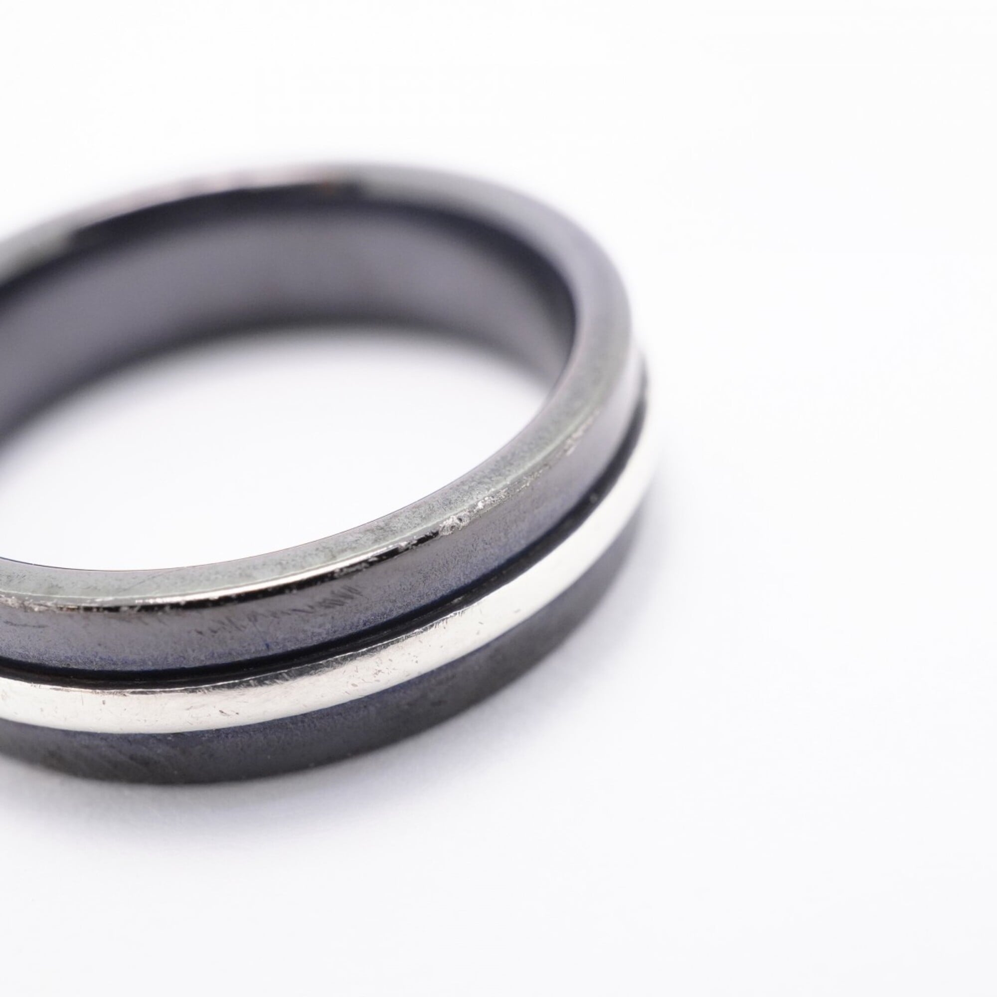 Tiffany Black Silver 925 Titanium Band Ring (Pre-Owned)