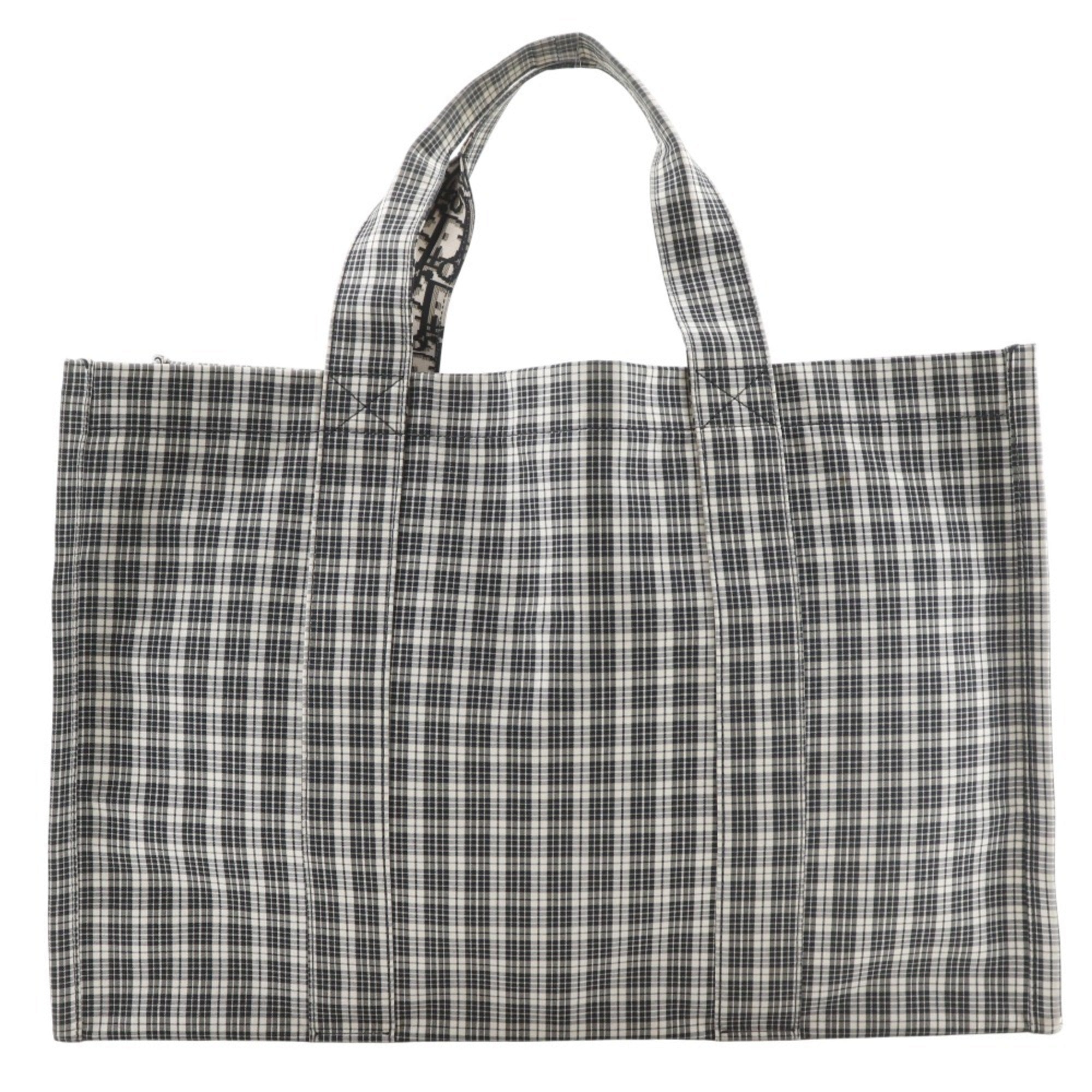 Christian Dior Black White Cotton Handbag Tote Bag (Pre-Owned)