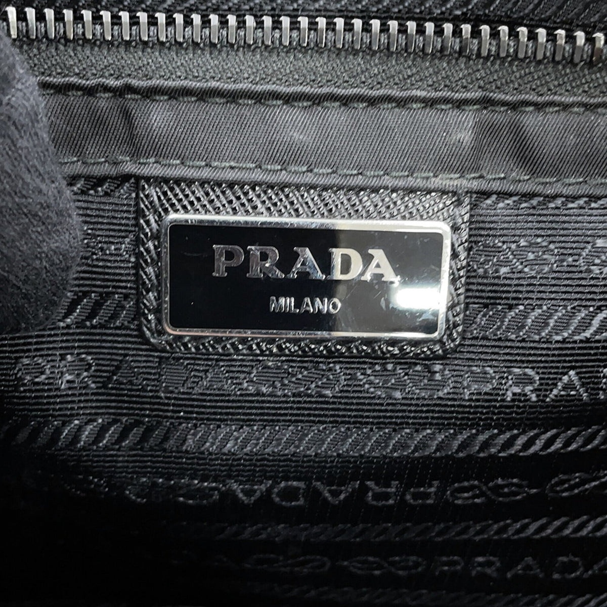 Prada Black Gray Brown Nylon Leather Handbag Shoulder Bag (Pre-Owned)