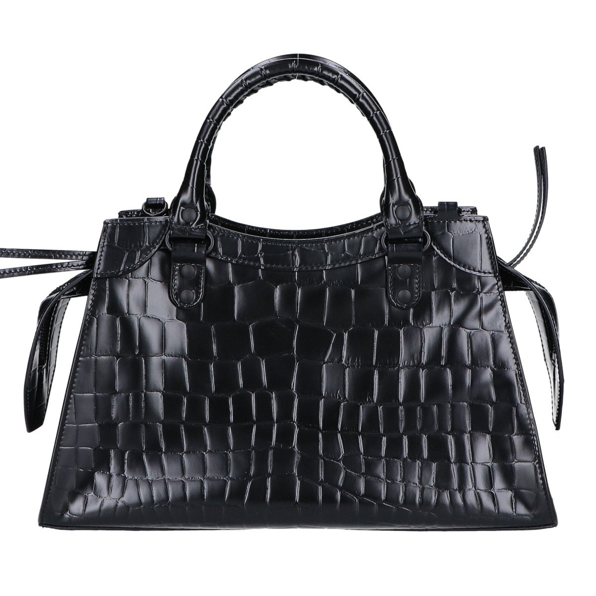 Balenciaga Black Leather Handbag Shoulder Bag (Pre-Owned)