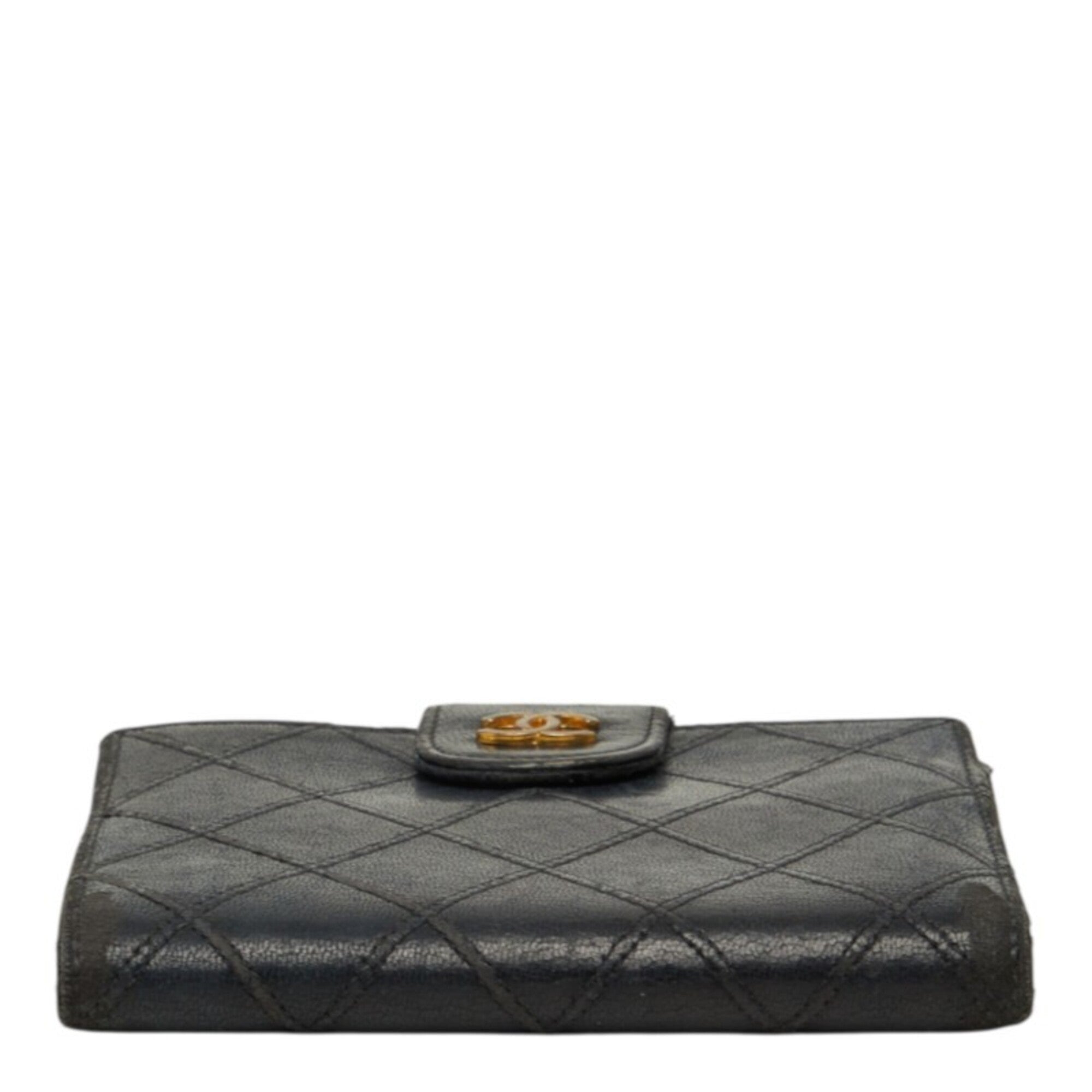 Chanel Black Leather Wallet (Bi-Fold) (Pre-Owned)