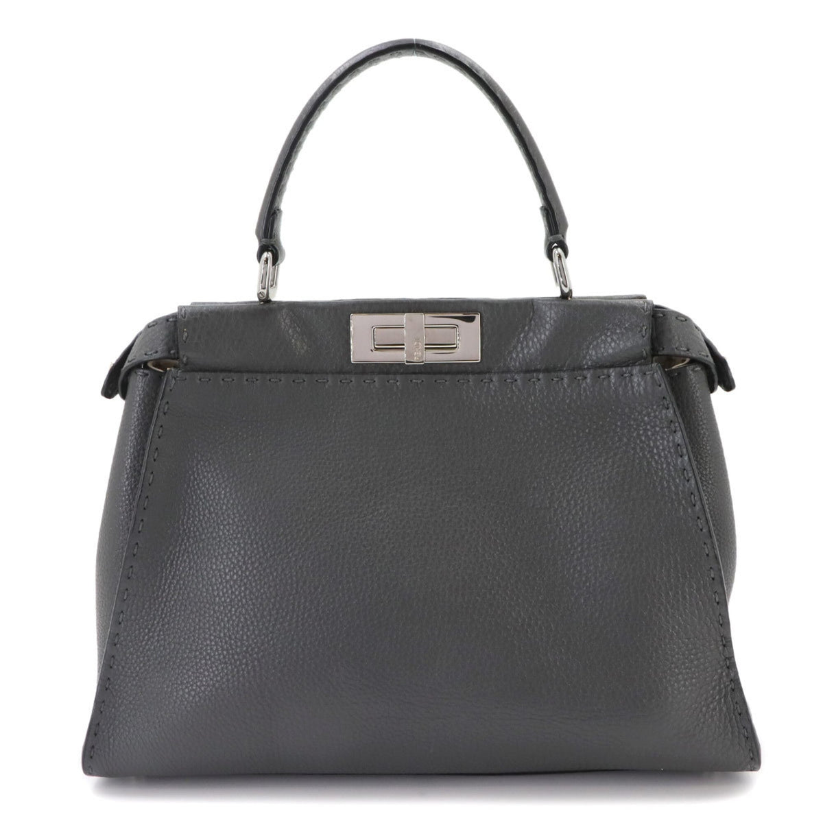 Fendi Gray Leather Handbag (Pre-Owned)