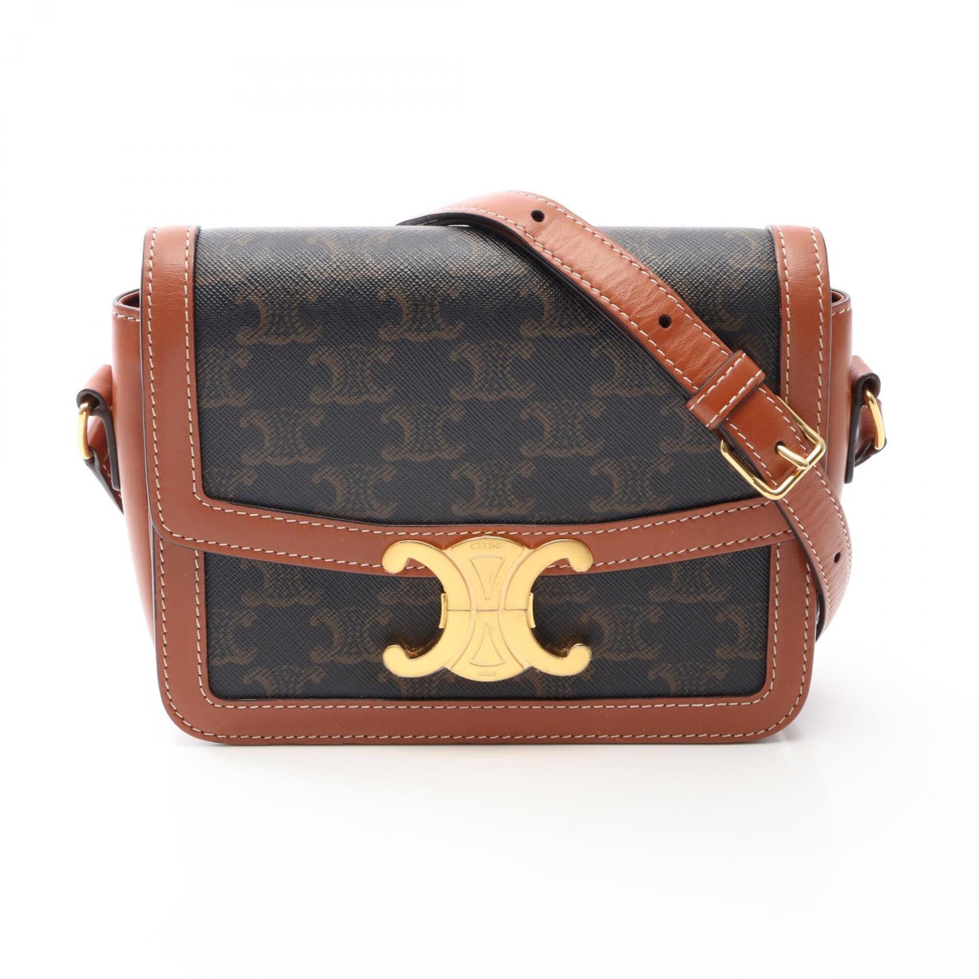Celine Black Brown Coated Canvas Pvc Leather Handbag Shoulder Bag (Pre-Owned)