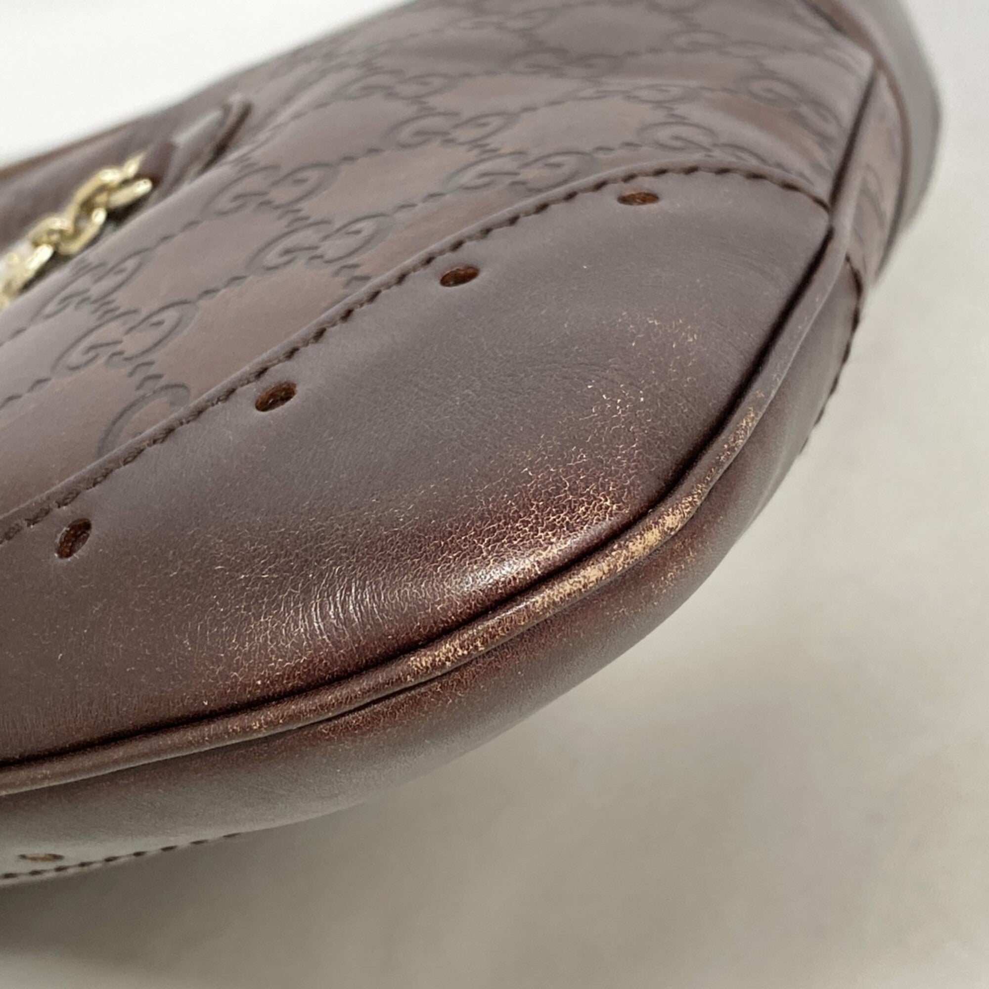 Gucci Dark Brown Leather Shoulder Bag (Pre-Owned)