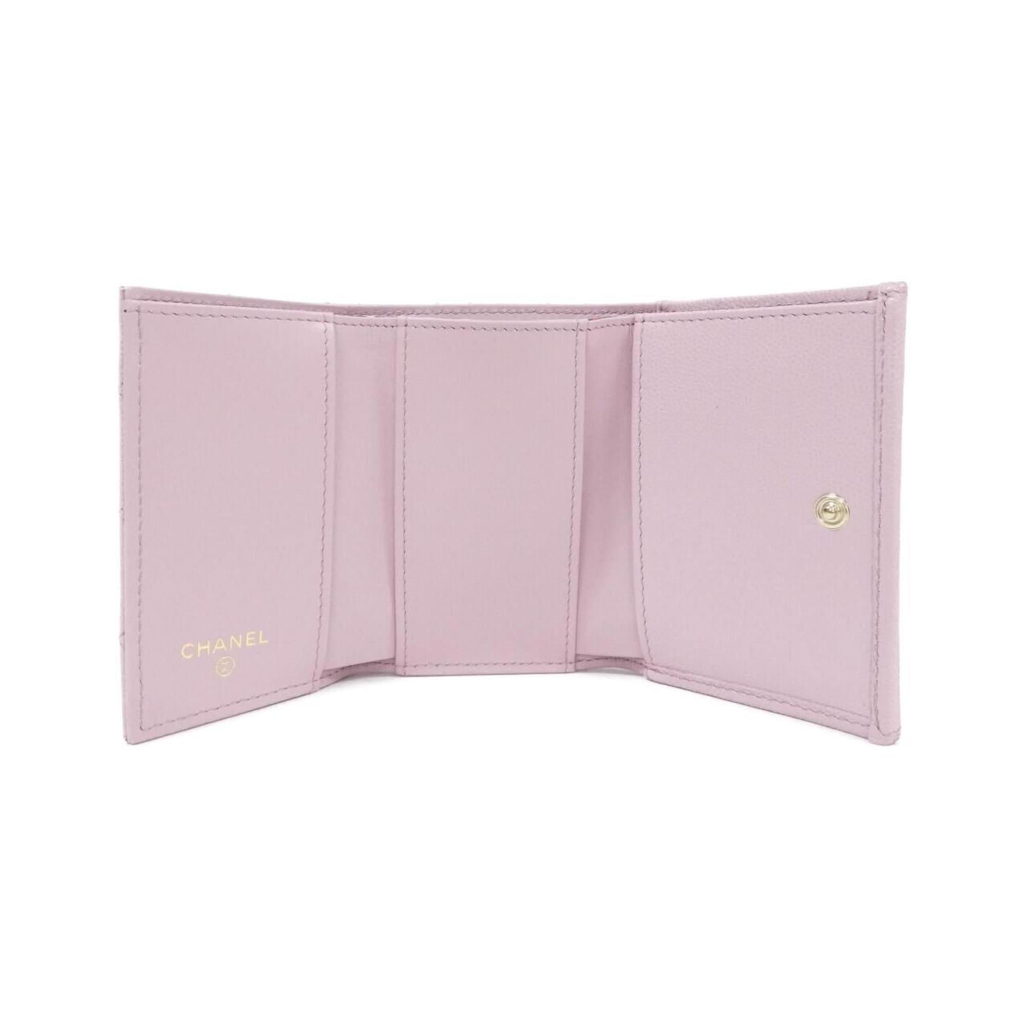 Chanel Pink Grained Calfskin Wallet (Tri-Fold) (Pre-Owned)
