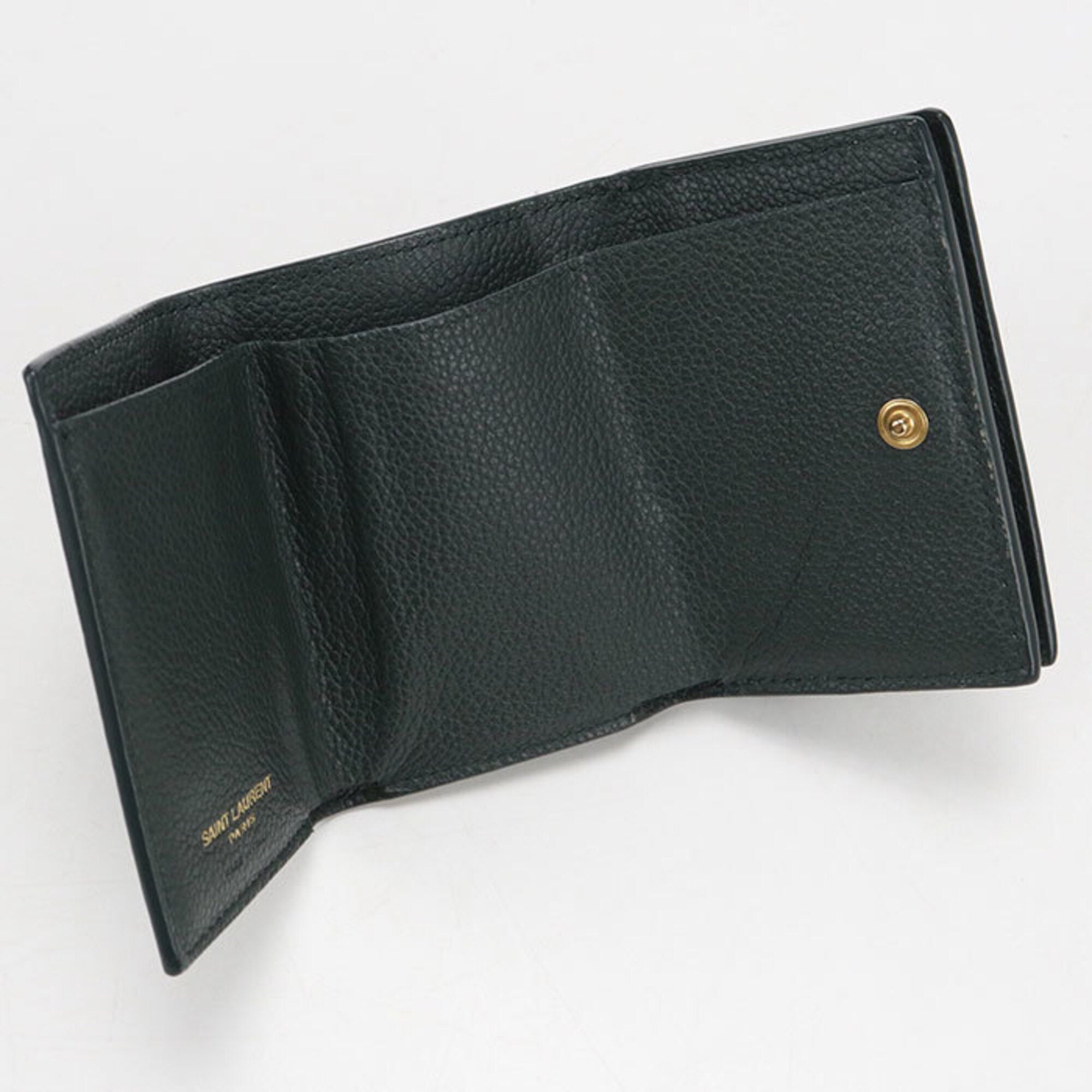 Saint Laurent Green Leather Wallet (Tri-Fold) (Pre-Owned)