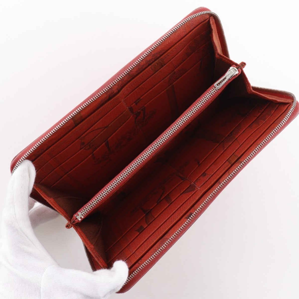 Hermes Red Color Epsom Leather Long Wallet (Bi-Fold) (Pre-Owned)