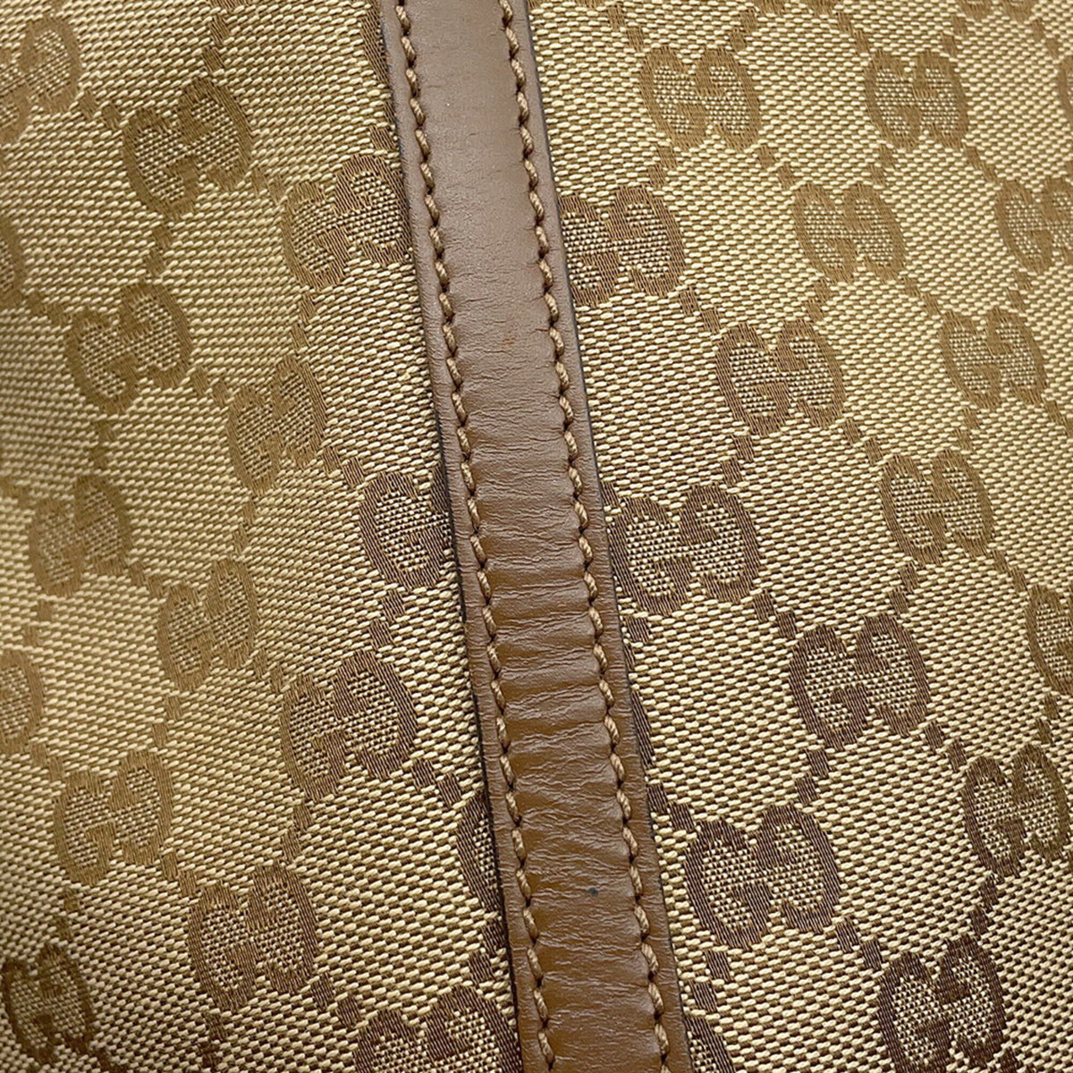 Gucci Gg Canvas Beige Brown Gg Canvas Leather Tote Bag (Pre-Owned)