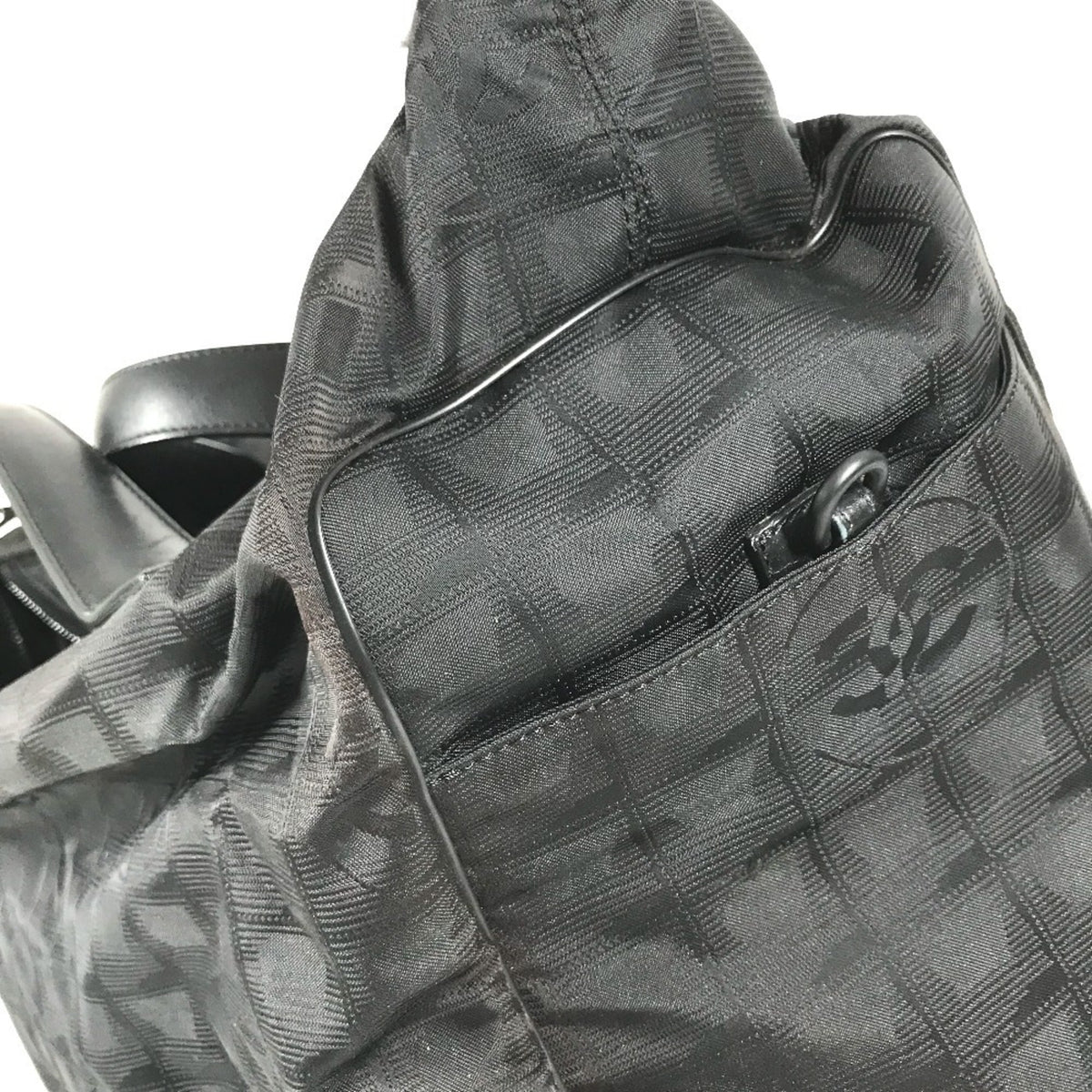 Chanel New Travel Line Black Nylon Leather Boston Bag Handbag (Pre-Owned)