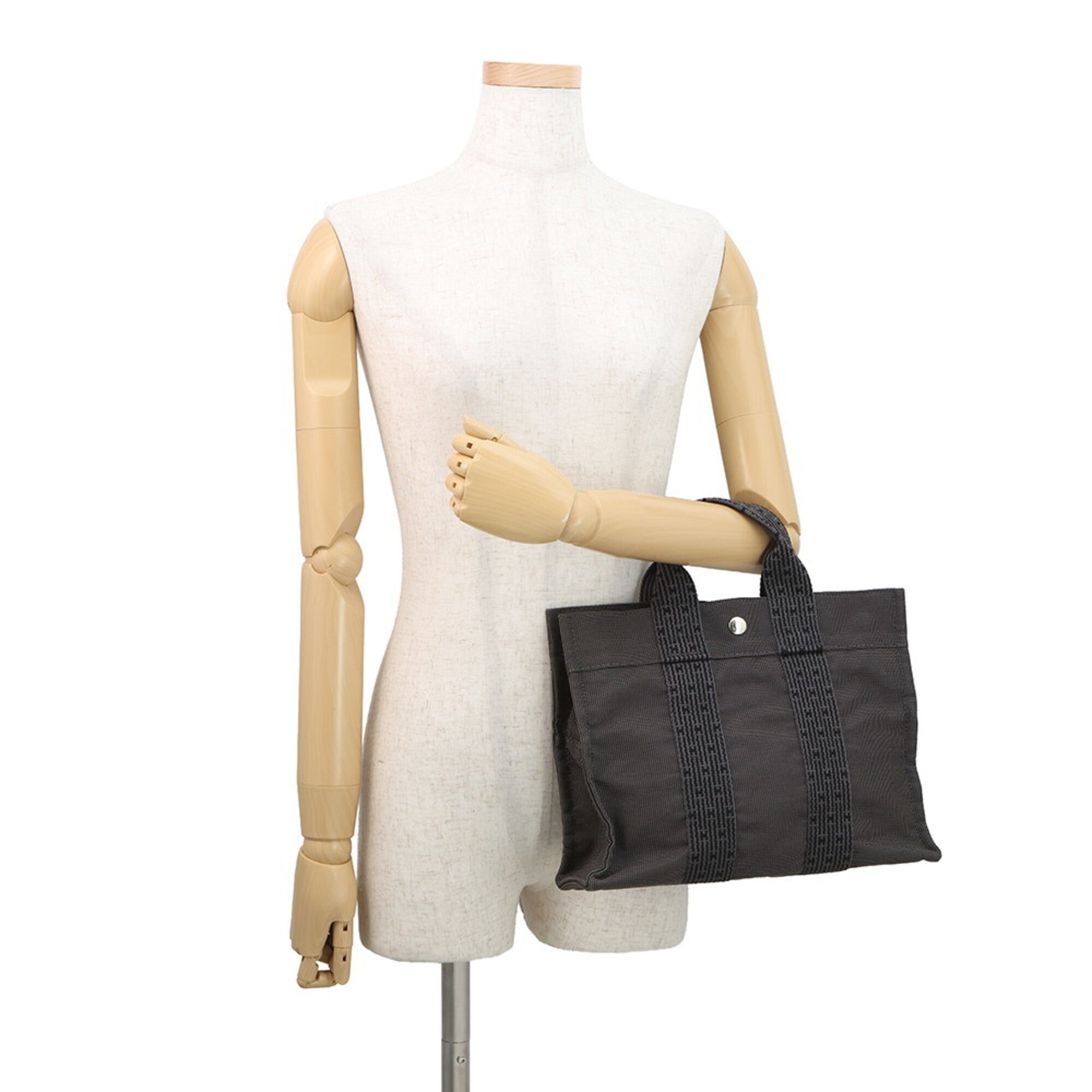 Hermes Gray Canvas Handbag Tote Bag (Pre-Owned)
