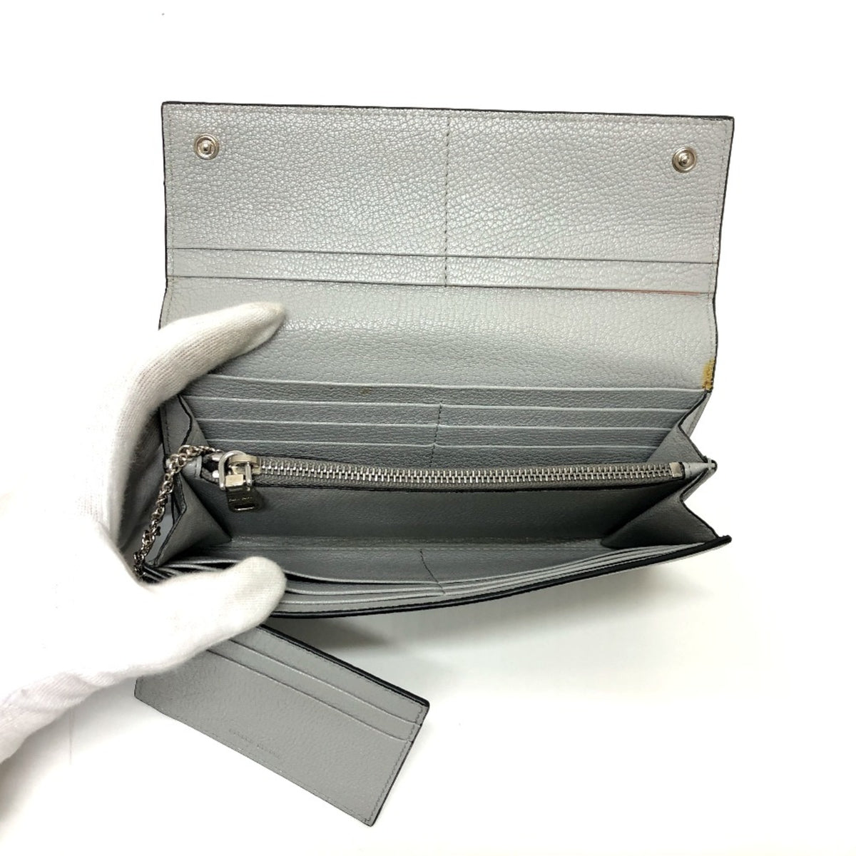 Miu Miu Gray Leather Long Wallet (Bi-Fold) (Pre-Owned)