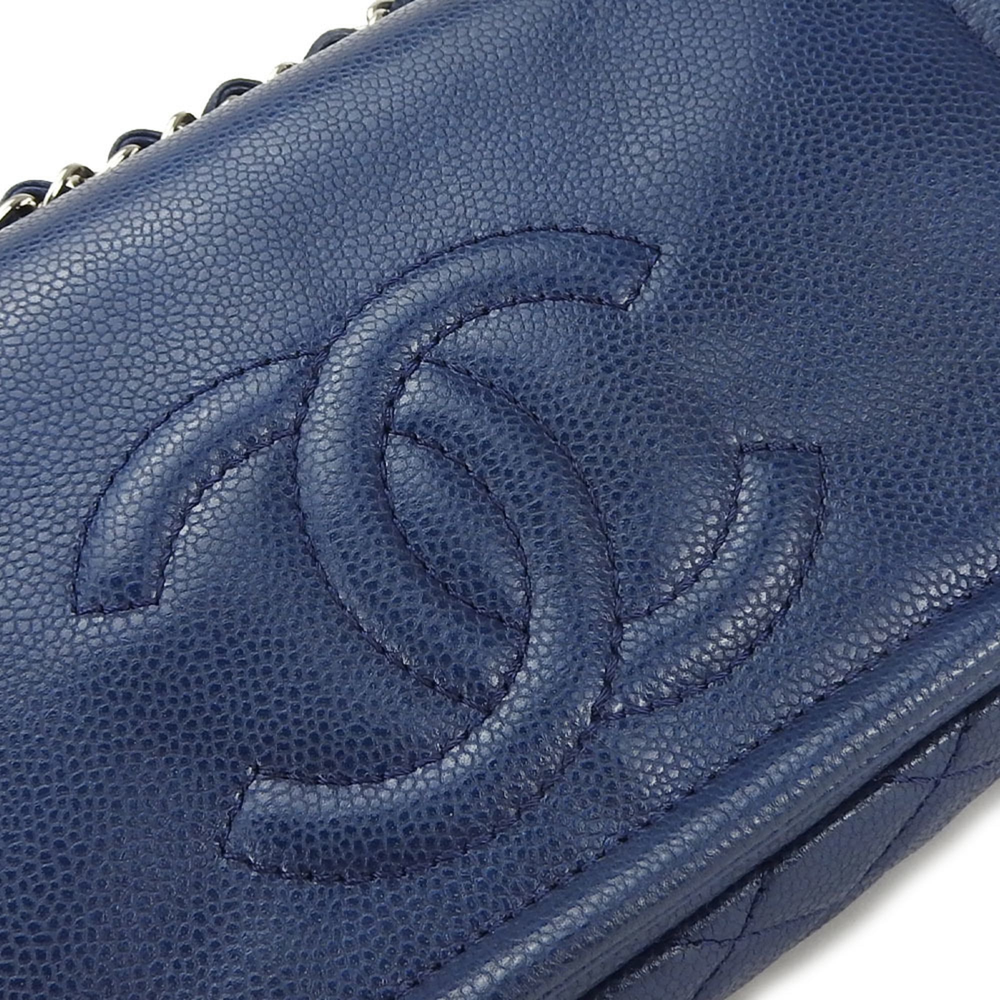 Chanel Matelasse Navy Grained Calfskin Shoulder Bag (Pre-Owned)