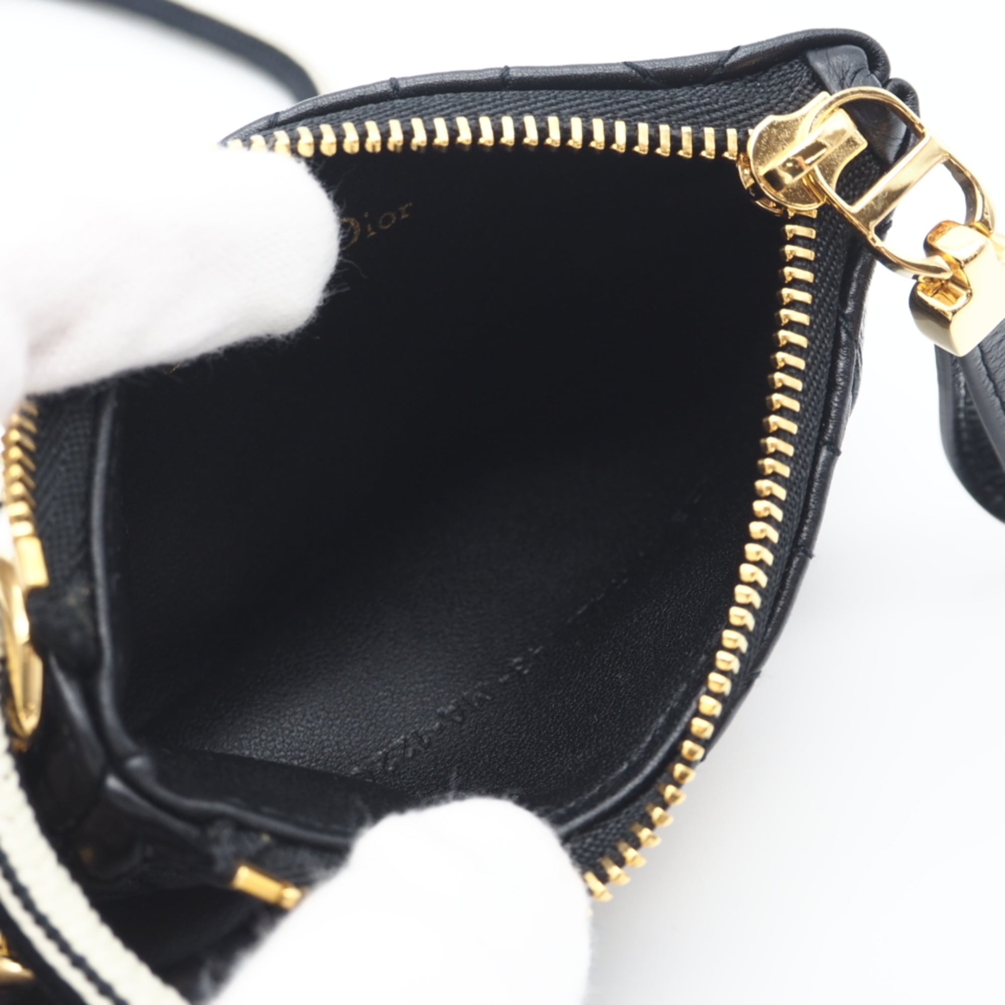Christian Dior Black White Leather Shoulder Bag (Pre-Owned)