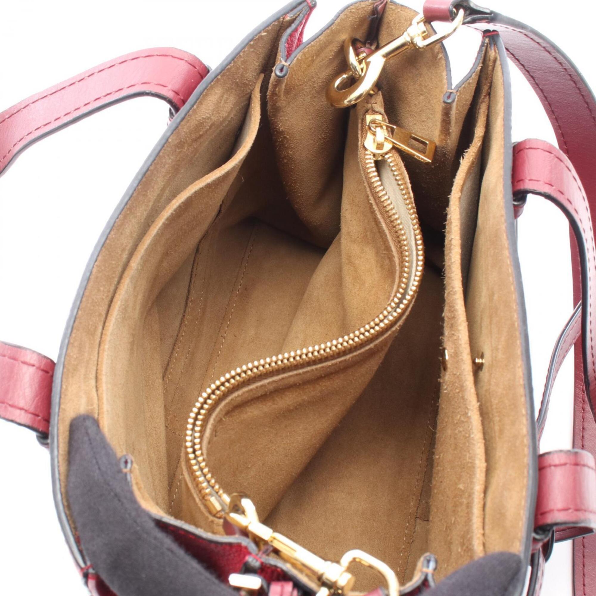 Loewe Bordeaux Red Color Leather Handbag Tote Bag (Pre-Owned)