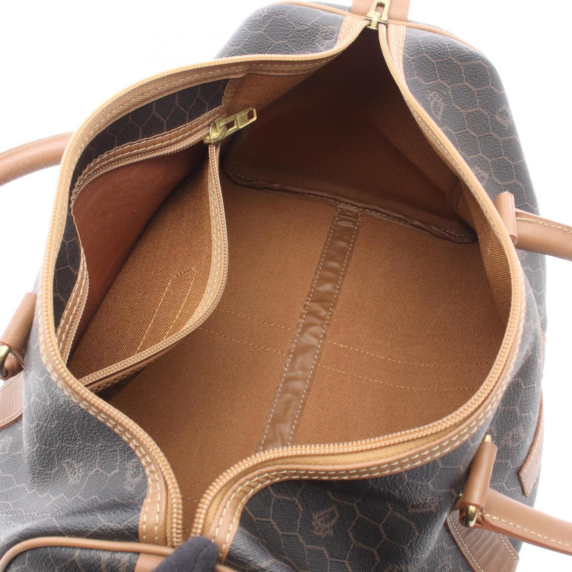 Christian Dior Brown Pvc Leather Boston Bag Handbag (Pre-Owned)