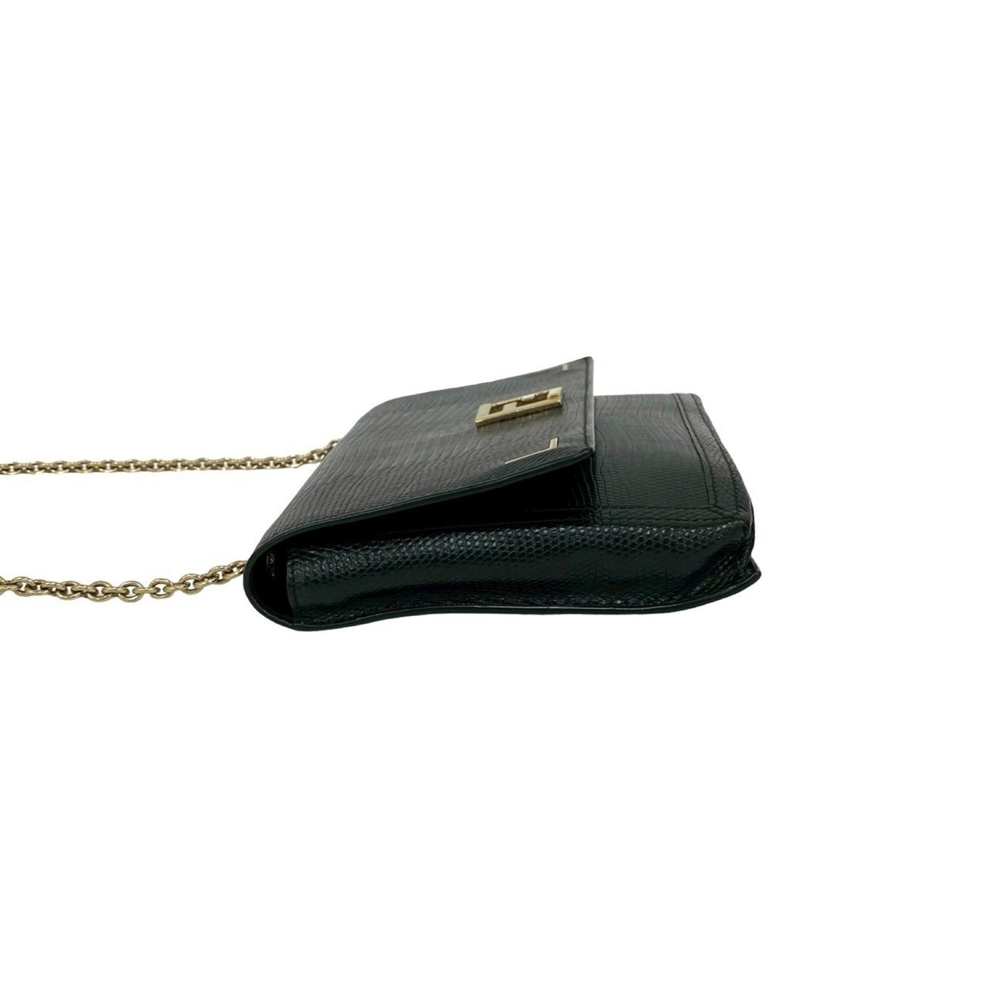 Fendi Black Leather Pochette Shoulder Bag (Pre-Owned)
