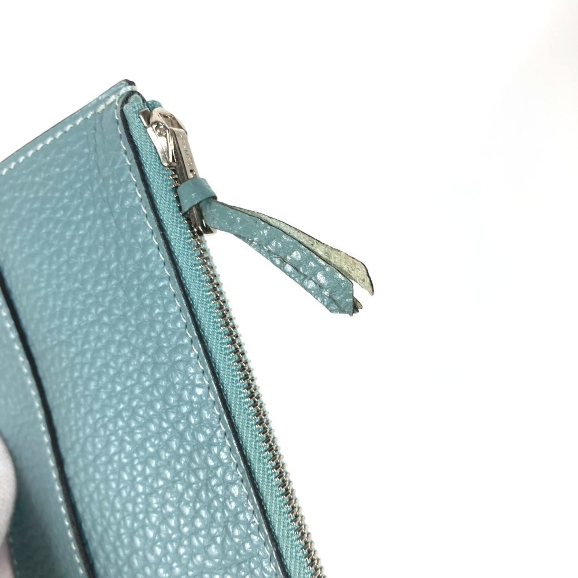 Hermes Dogon Duo Blue Togo Leather Long Wallet (Bi-Fold) (Pre-Owned)