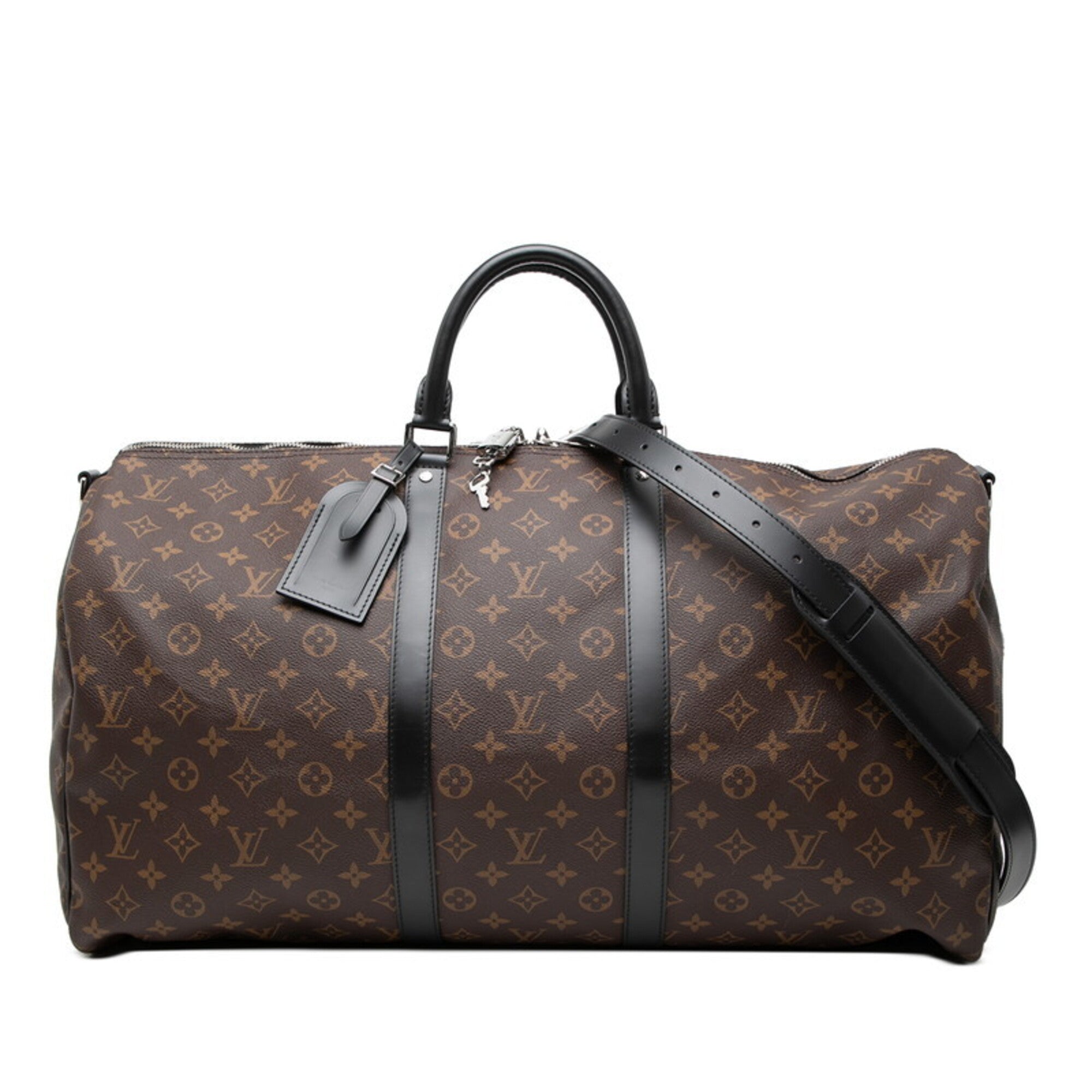 Louis Vuitton Black Brown Pvc Leather Boston Bag Shoulder Bag (Pre-Owned)